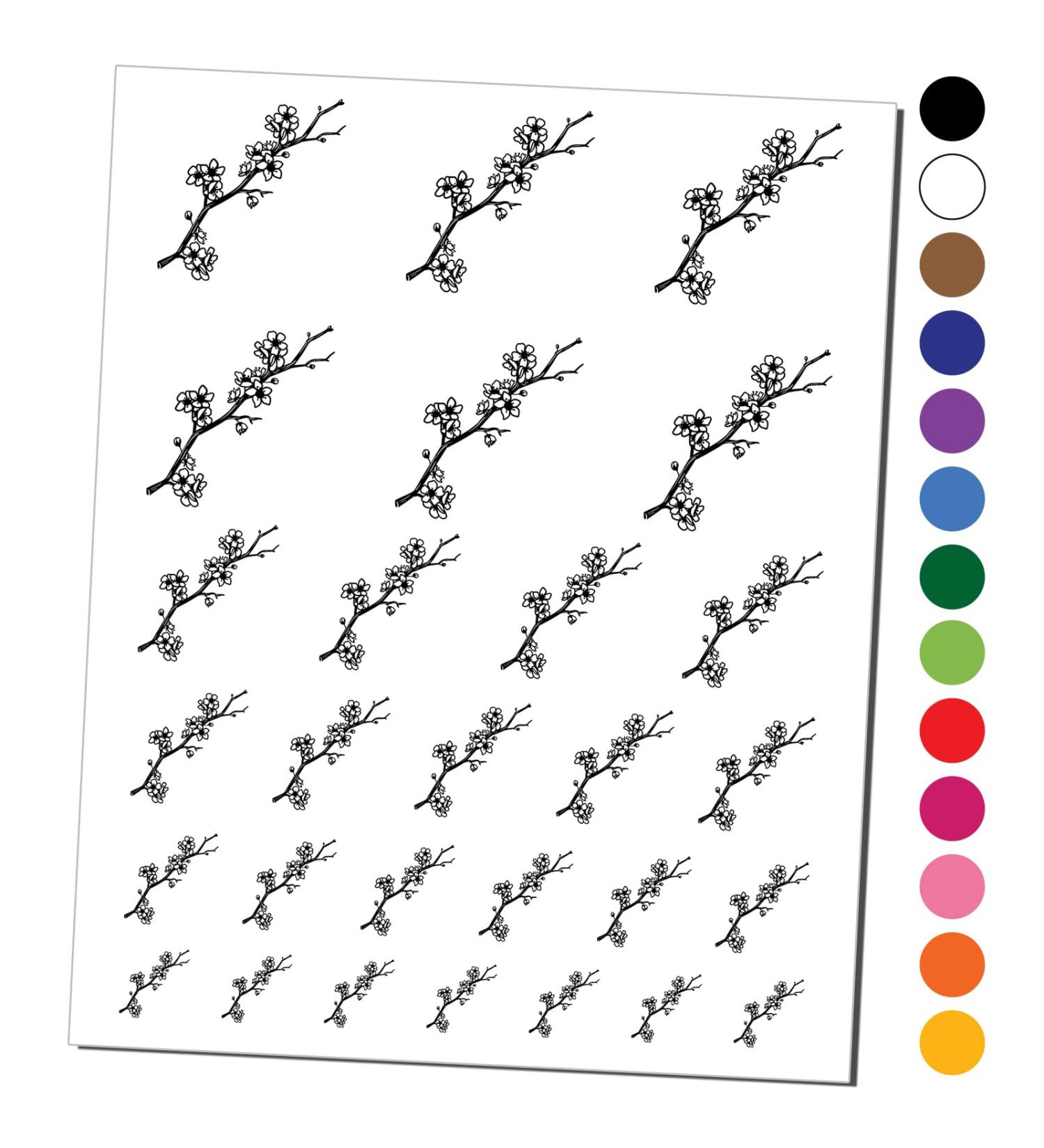 Cherry Blossom Tree Branch Temporary Tattoo - Water Resistant & Black (1 Sheet) - Buy Online on GoSupps.com