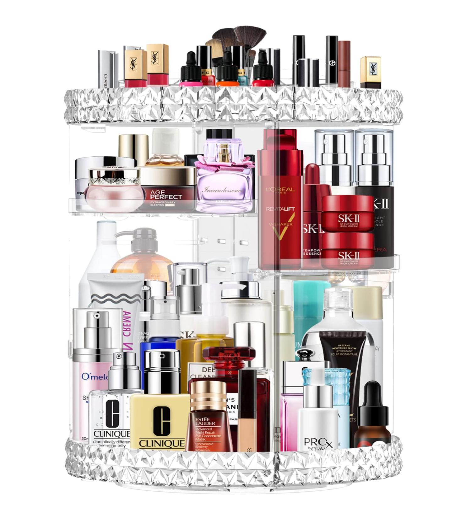 360 Rotating Makeup Organizer | Large Capacity Beauty Organizer with 8 Layers and Detachable Shelves | Clear Cosmetic Storage Display Case for Bedroom Dresser or Vanity Countertop - Buy Online on GoSupps.com
