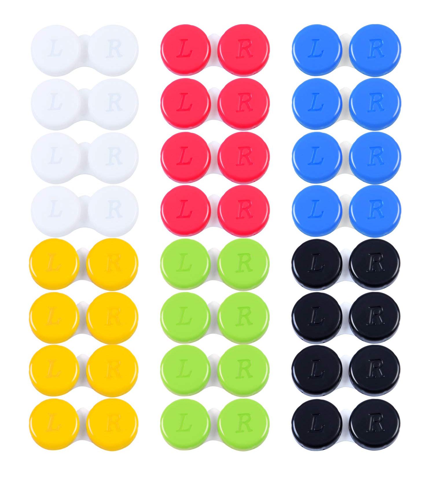 Elcoho 24 Pack Contact Lens Cases Set - Left/Right Eyes Holder Box - 6 Color Options - Buy Online on GoSupps.com