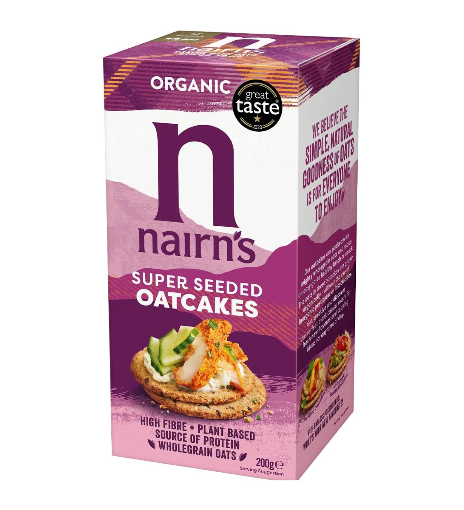 Nairns Organic Super Seeded Oatcakes 200g x 3 - Nutritious & Delicious Oat Crackers - Buy Online on GoSupps.com