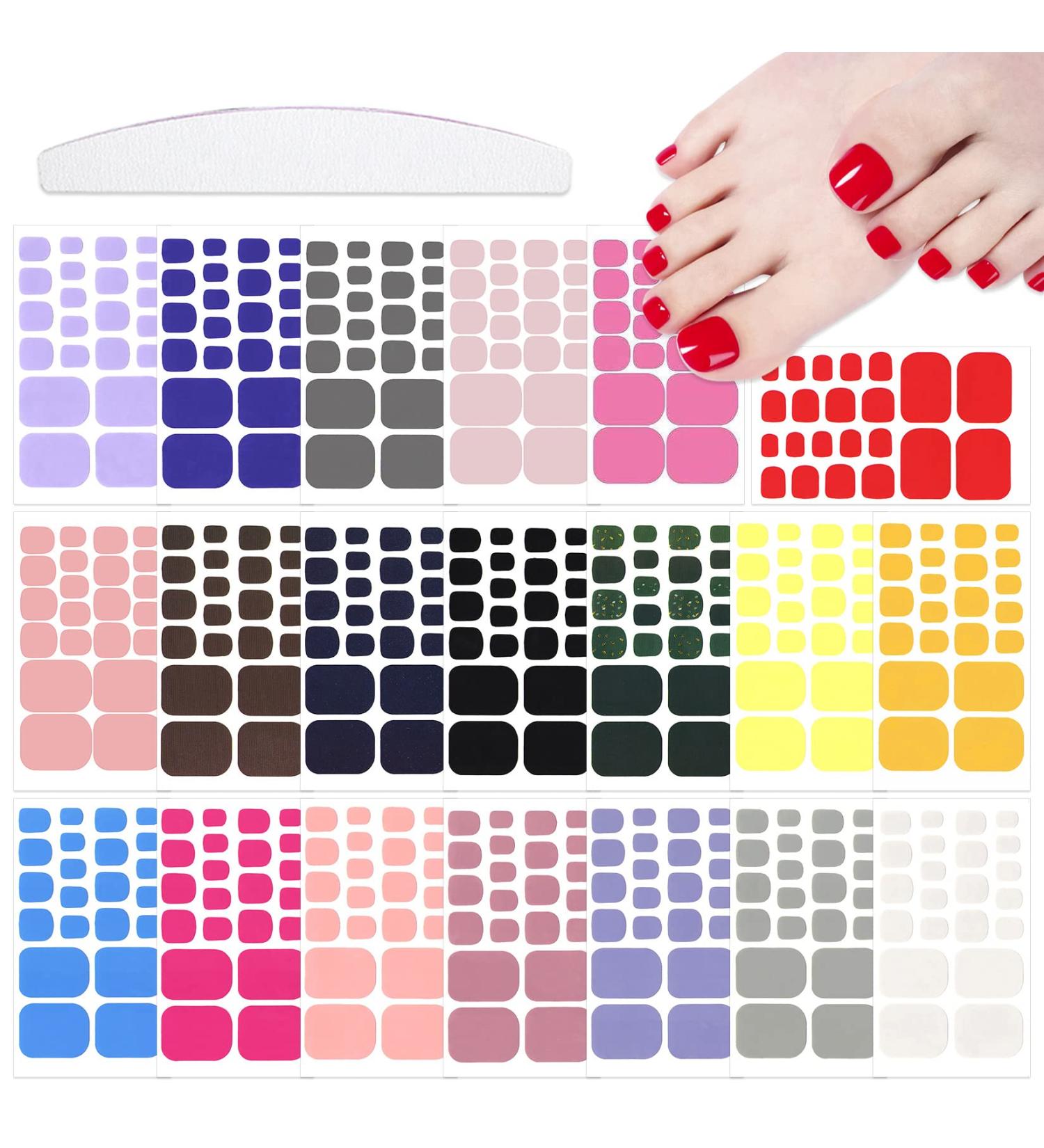 20 Sheets Solid Toenail Polish Stickers - 440 Pcs Self-Adhesive Nail Wraps & Decals for Women & Girls | DIY Toe Nail Strips - Buy Online on GoSupps.com
