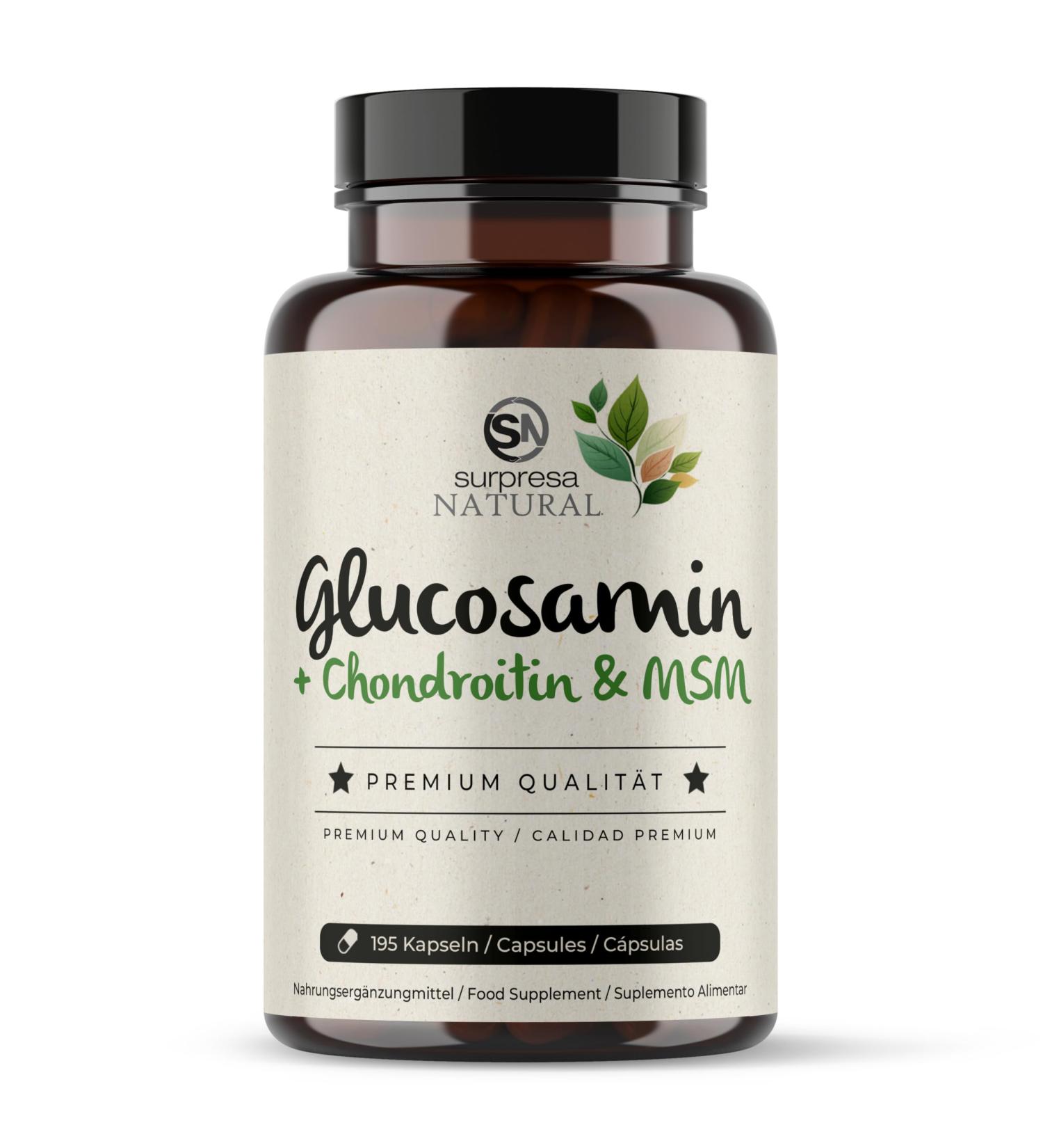 Surpresa Natural High-Dose Glucosamine Chondroitin & MSM 4500mg - 195 Capsules for Joint Health | Monthly Supply - Buy Online on GoSupps.com