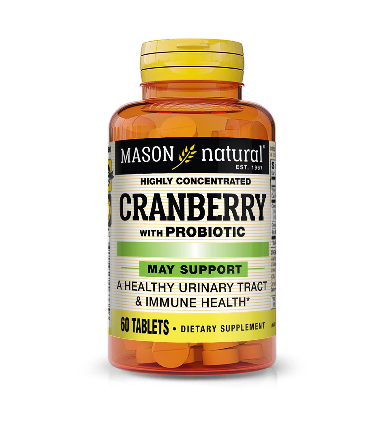 Mason Natural Cranberry Probiotic - Highly Concentrated 60 Tablets | Supports Urinary & Digestive Health - Buy Online on GoSupps.com