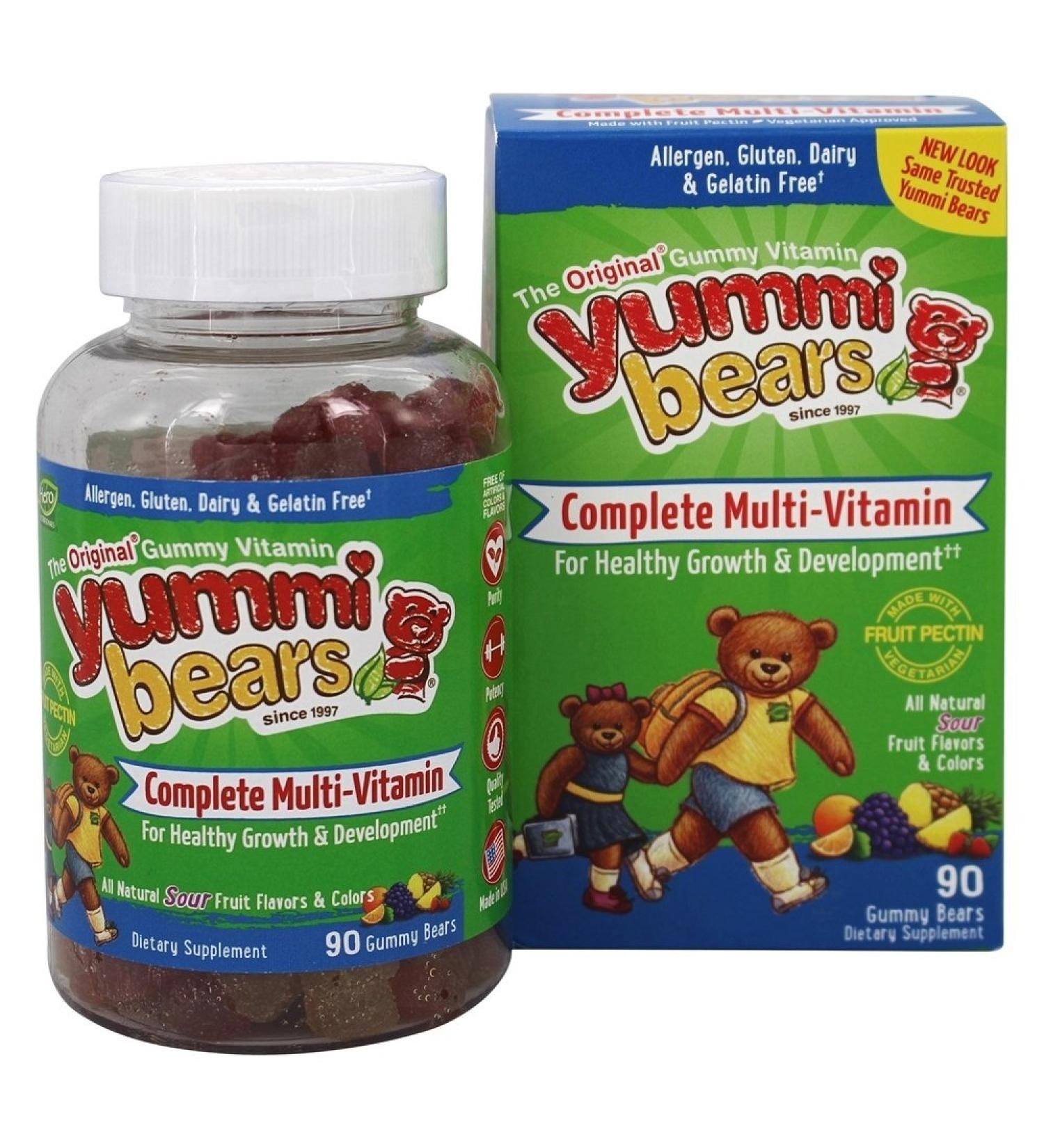 Hero Yummi Bears Complete Multi - Vegetarian Gummy Vitamins, Strawberry, Orange & Pineapple, 90 Count - Buy Online on GoSupps.com