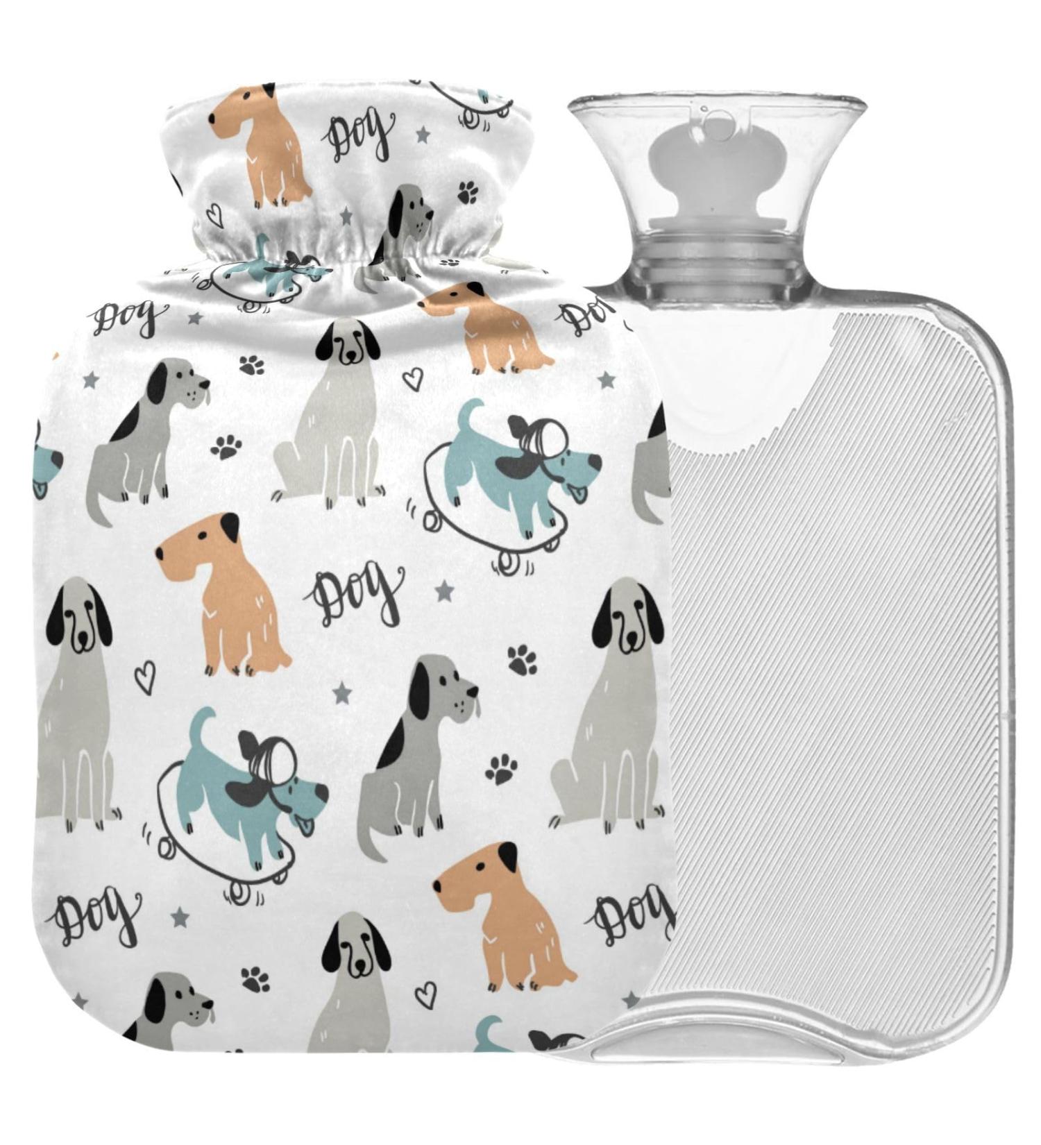 NAANLE Cartoon Dogs Hot Water Bottle - 2L Heat & Cold Therapy for Pain Relief | Large Warm-Up Bag for Bed Hands & Feet - Buy Online on GoSupps.com