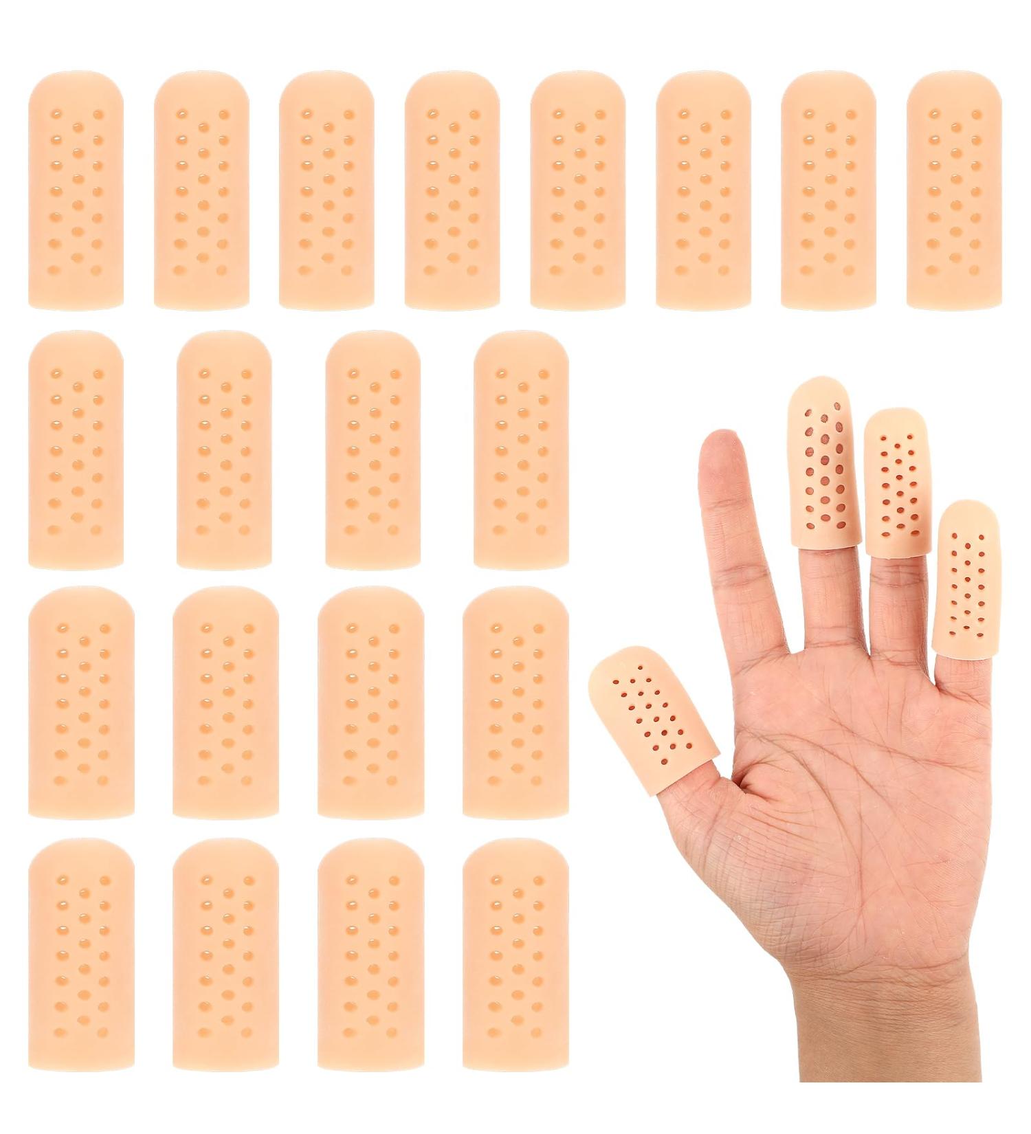 20 PCS Gel Finger Cots with Air Holes - Silicone Finger Protectors for Dry Skin, Cracking, Eczema, Arthritis - 2 Sizes Available - Buy Online on GoSupps.com