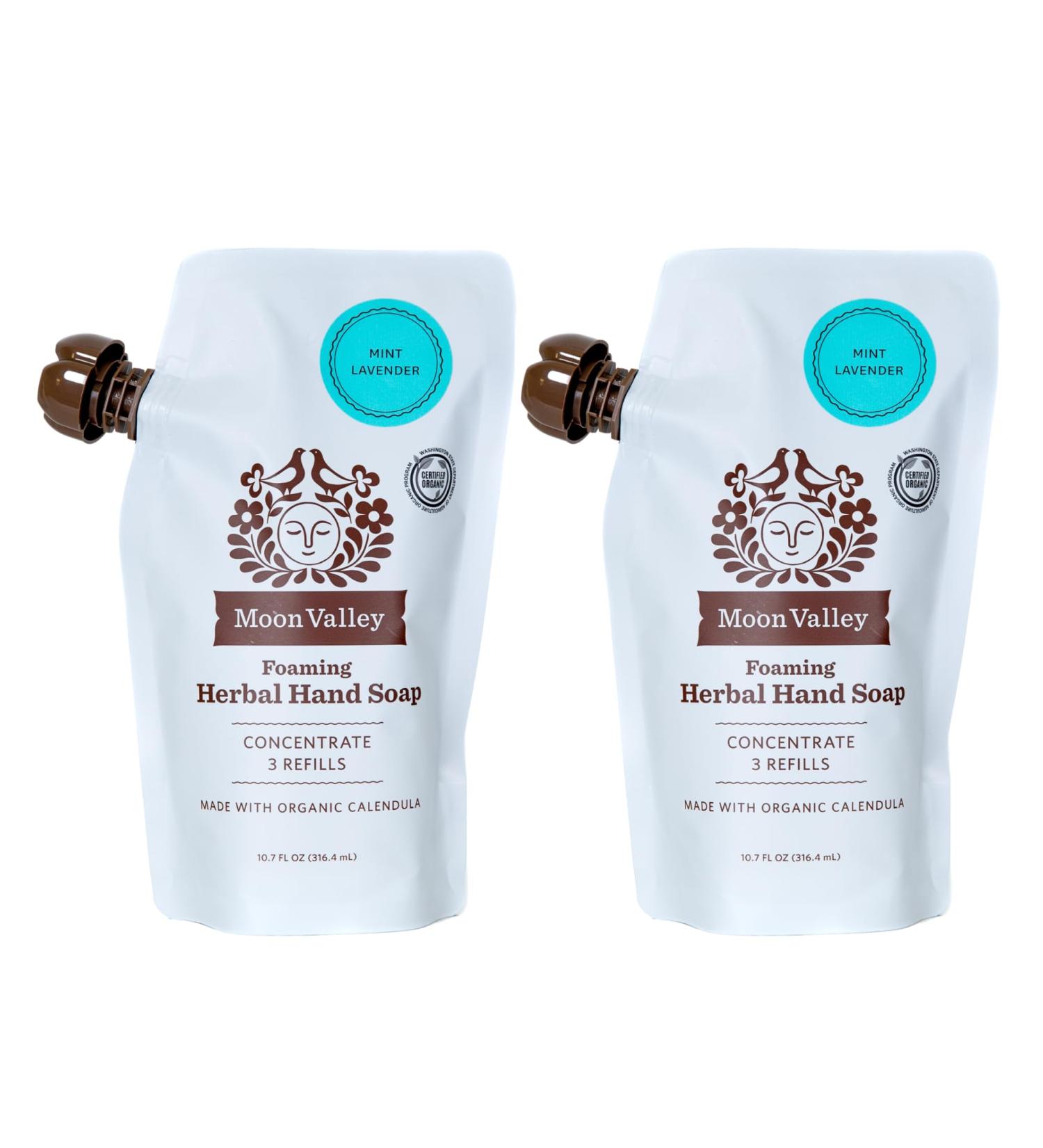 Moon Valley Foaming Hand Soap Refill Pouch Two-Pack Mint Lavendar Soap Vegan and Non-GMO Environmentally Friendly Option MINT LAVENDER 10.7 Fl Oz (Pack of 2) - Buy Online on GoSupps.com