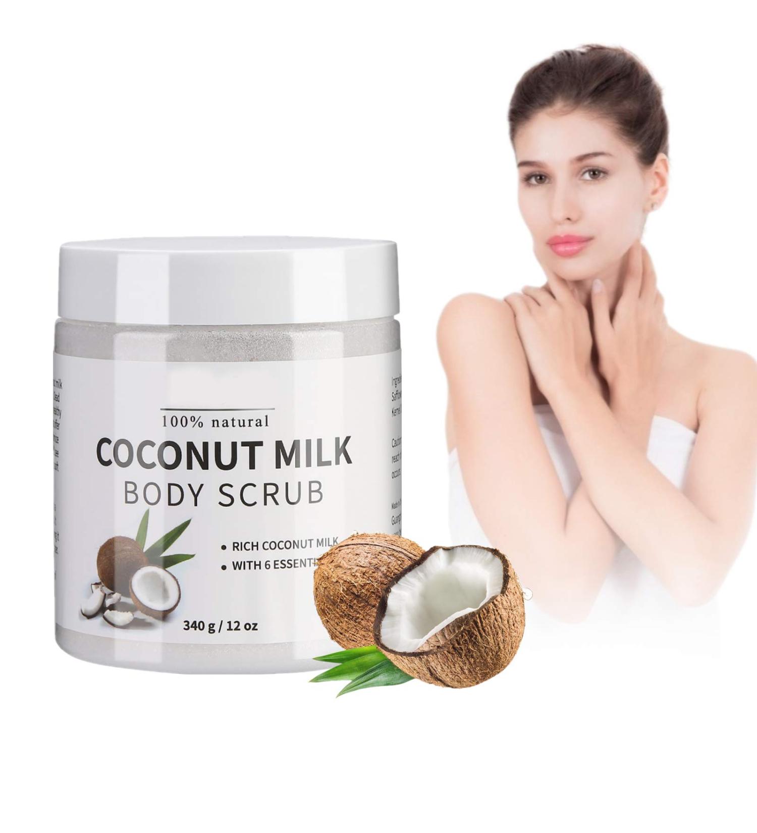 Buy Coconut Milk Body Scrub & Peeling Cream | 340g Moisturizer & Brightening Gel - International Shipping Available - Buy Online on GoSupps.com