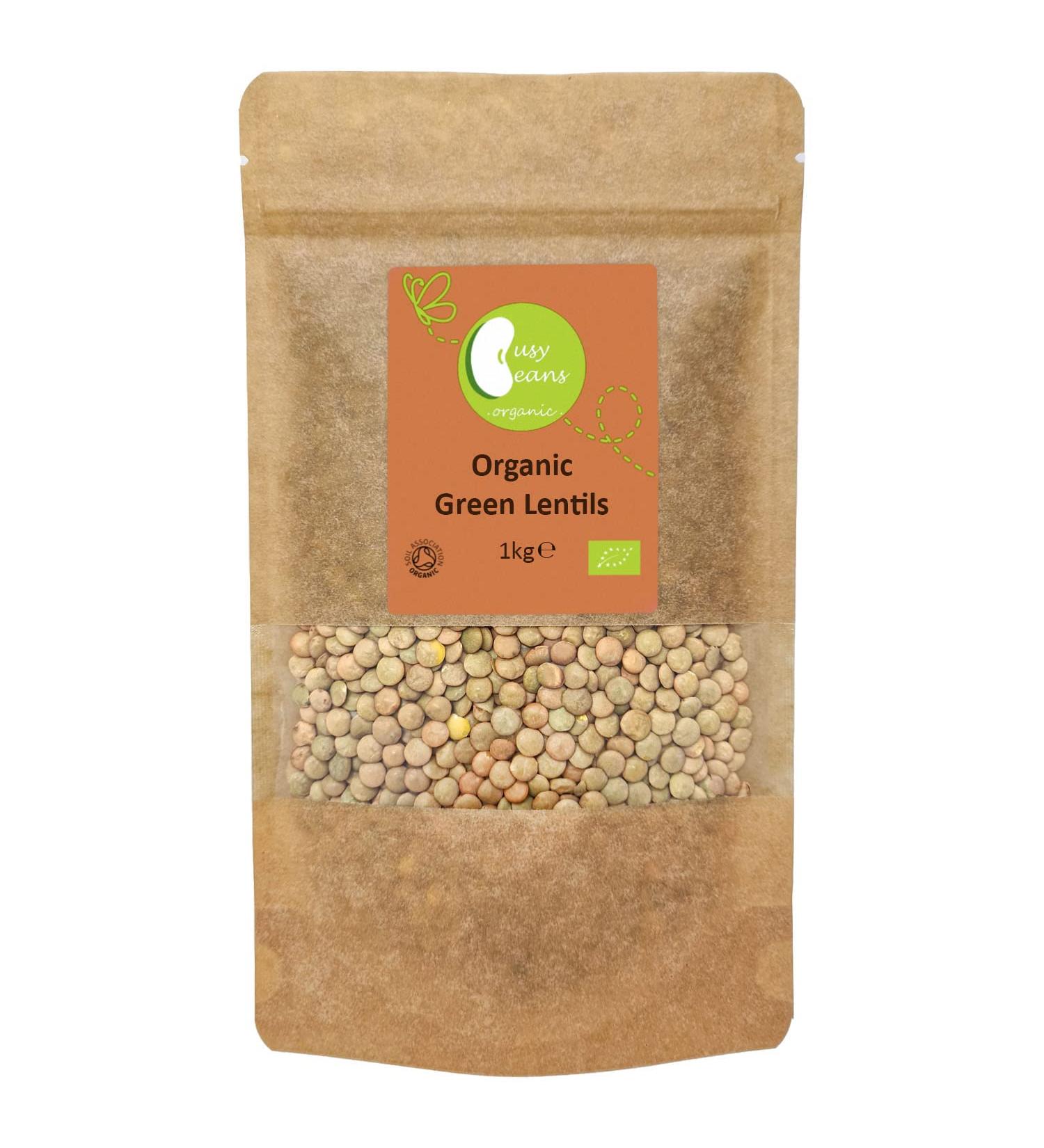 Organic Green Lentils -Certified Organic- by Busy Beans Organic (1kg) - Buy Online on GoSupps.com