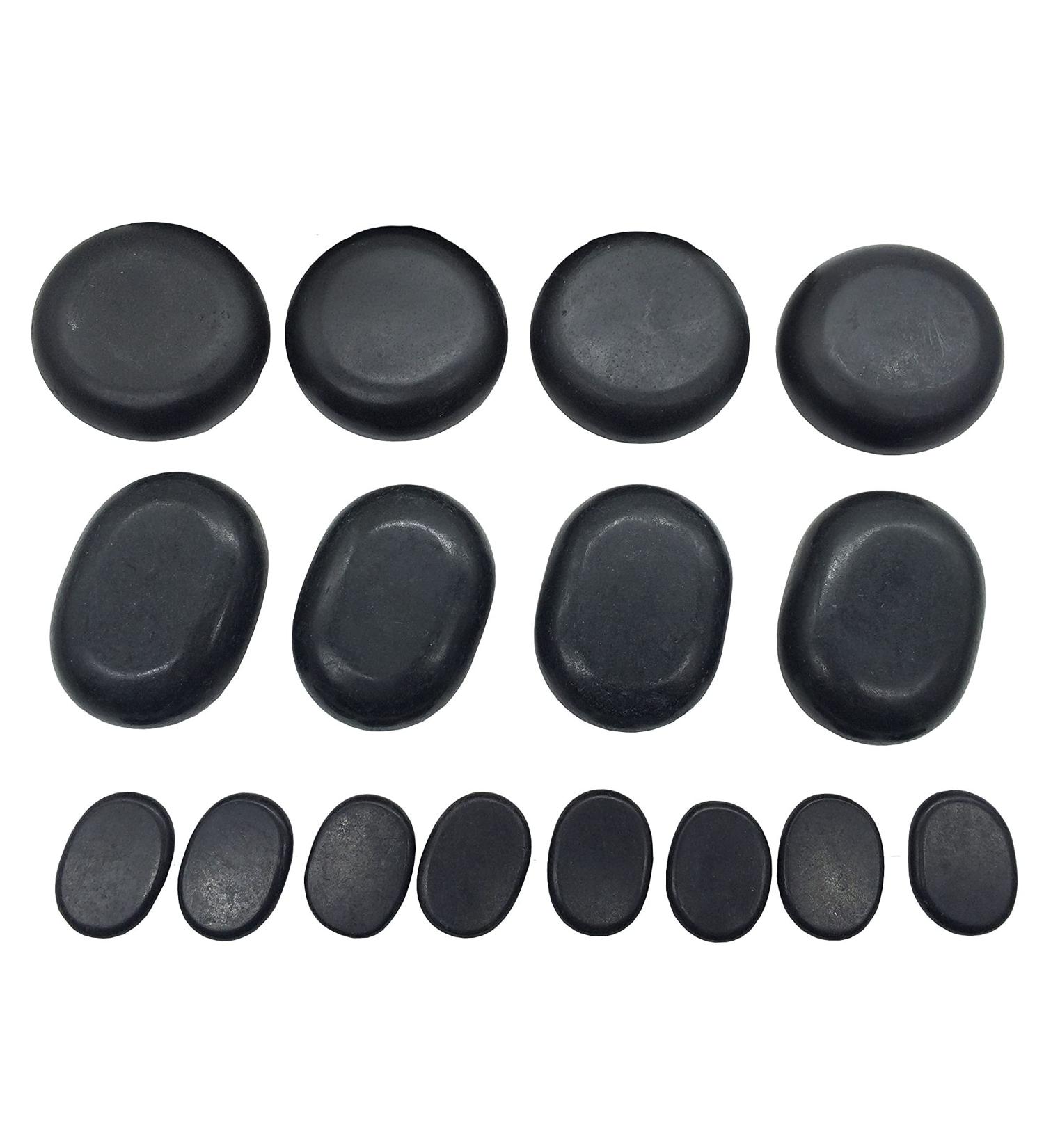 OKSANO 16-Piece Basalt Massage Stone Set | Ideal for Spas Massage Therapy & Relaxation - International Shipping Available - Buy Online on GoSupps.com