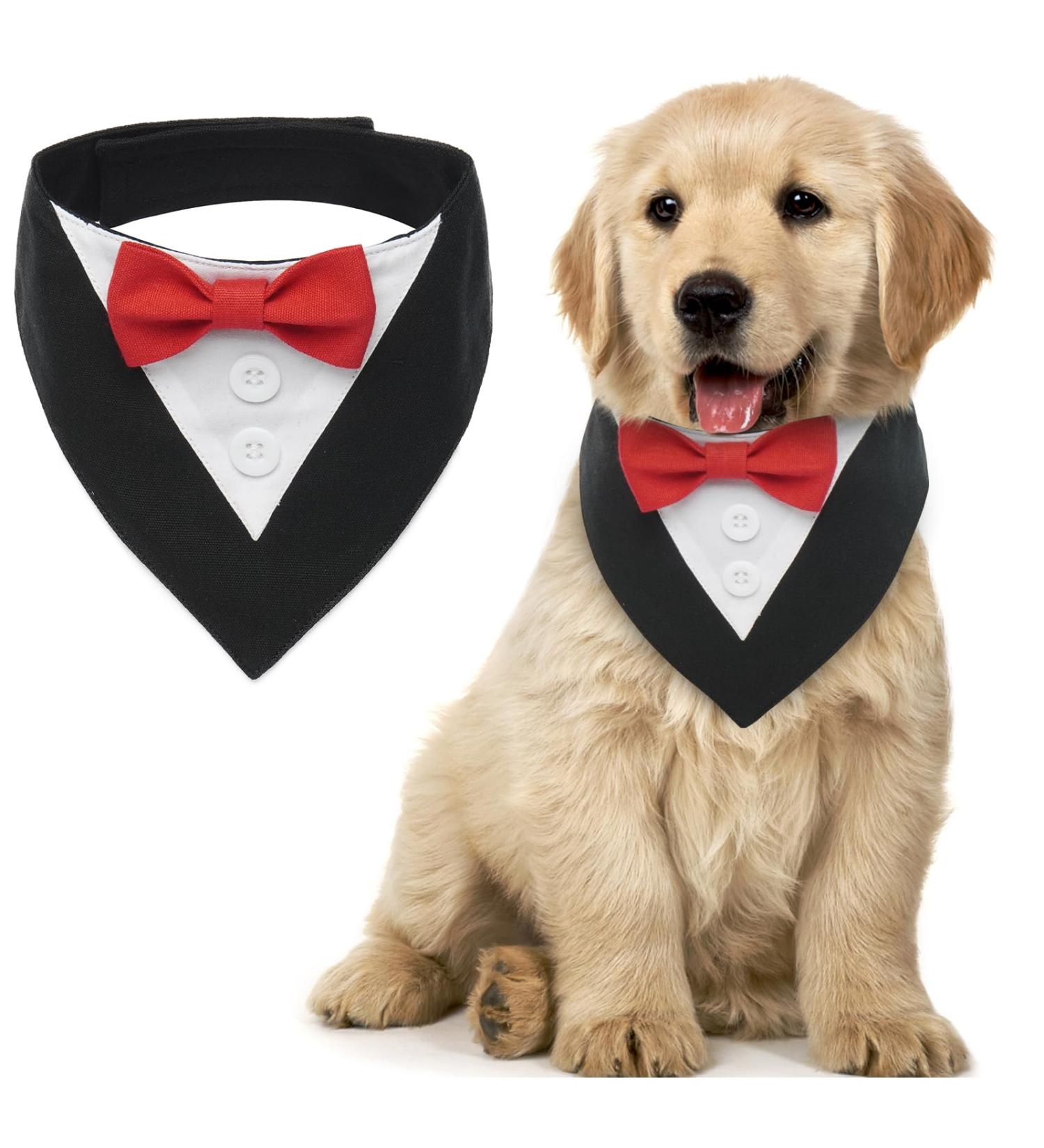 Maustlie Dogs Smoking Bandana - Formal Adjustable Pet Bow Tie for Weddings Birthdays Halloween & Christmas (Size S Red & Black) - Buy Online on GoSupps.com