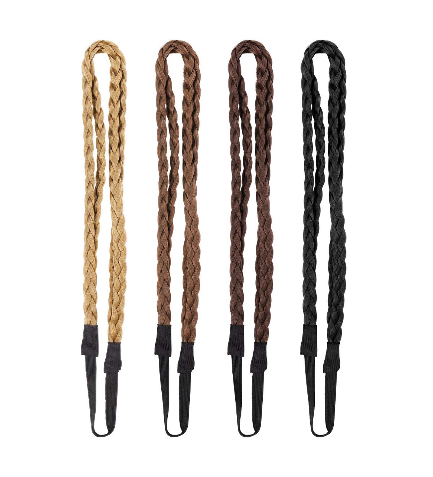 Lurrose 4PC Elastic Braided Hair Bands | Double Braided Twisted Head Wraps for Women & Girls | Random Colors - International Shipping Available - Buy Online on GoSupps.com