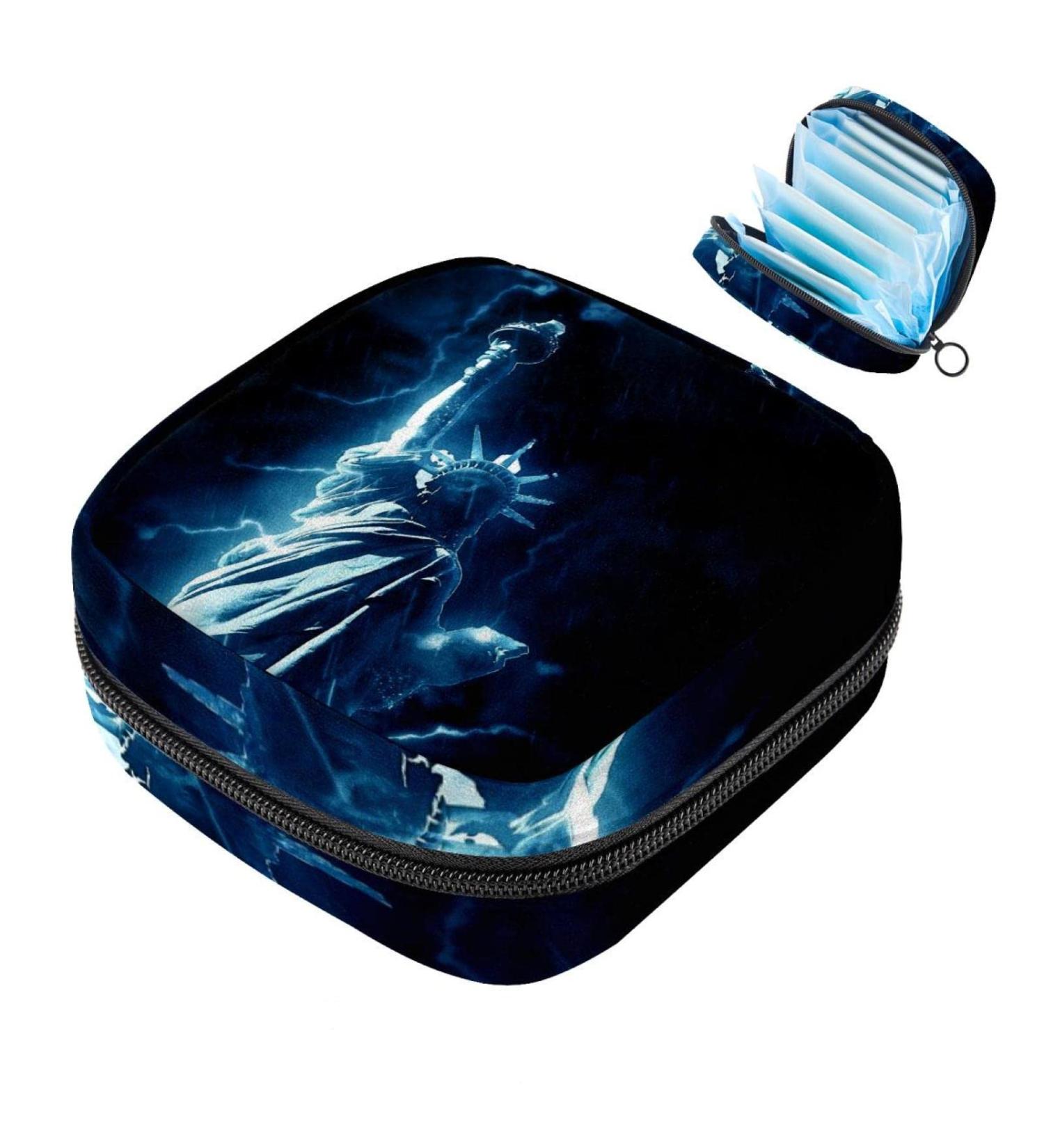 Menstrual Bag with Zipper - Stylish Ladies Napkin & Tampon Collection Bag for Women & Girls | Statue of Liberty Design - International Shipping Available - Buy Online on GoSupps.com