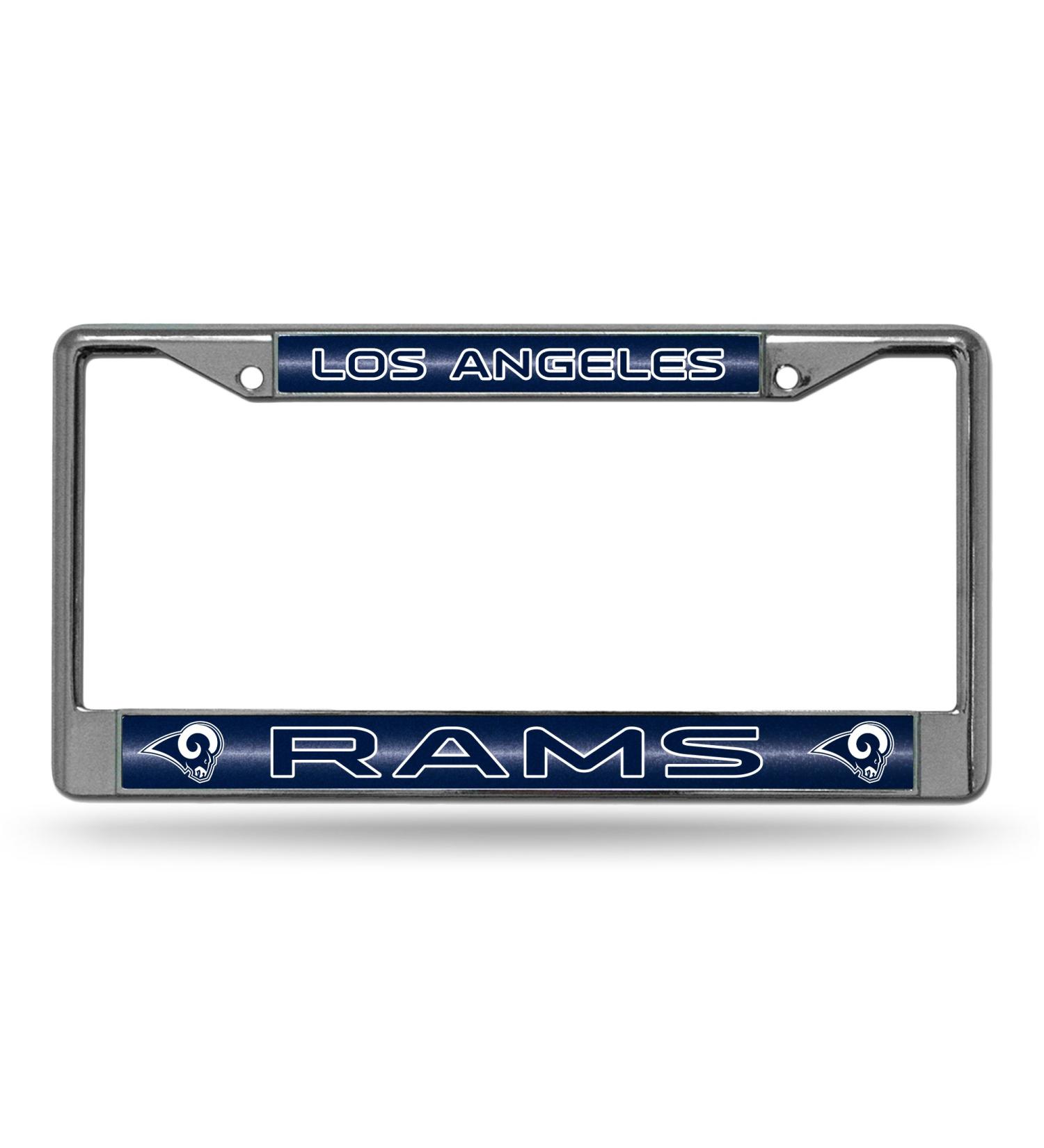 Rico Industries Unisex Adult License Plate Frame Chrome NFL Los Angels Rams License Plate Frame with Glitter Accent Team Color One Size Los Angeles Rams One Size Team Color