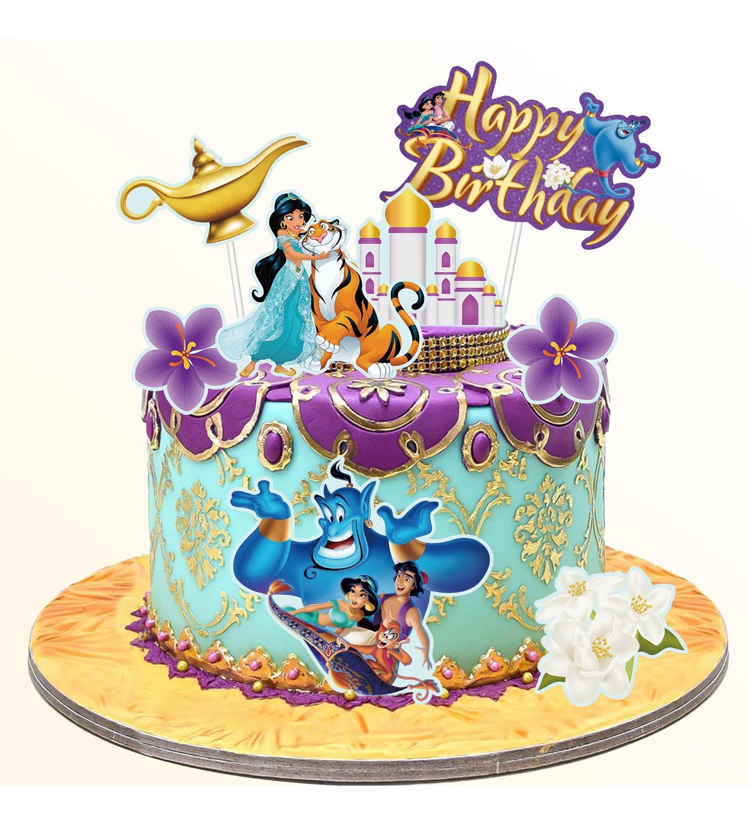 8pcs Jasmine Cake Decorations Jasmine Birthday Cake Topper Decorations with Jasmine Magic Lamp Flying Carpet Arabian Princess Party Supplies For Girls Kids Birthday Baby Shower Party Favors Purple - Buy Online on GoSupps.com