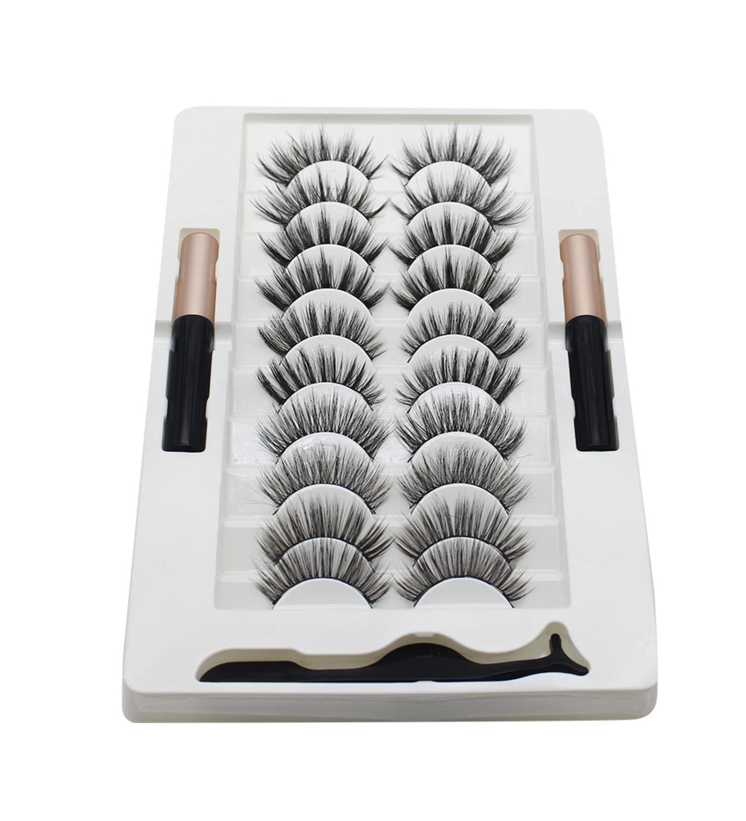 Magnetic Eyelashes And Eyeliner Kit Reusable Magnetic Lashes With Eyeliner And Tweezers 3D Natural Look False Eyelashes Magnetic Eyeliner And Eyelashes Kit - Buy Online on GoSupps.com
