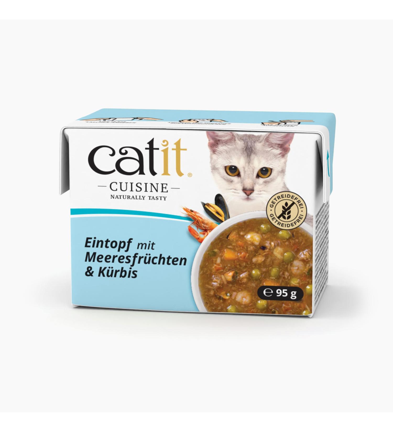 Catit Cuisine Cat Food Seafood and Pumpkin Stew Food Supplement 95 g Grain Free High - Buy Online on GoSupps.com
