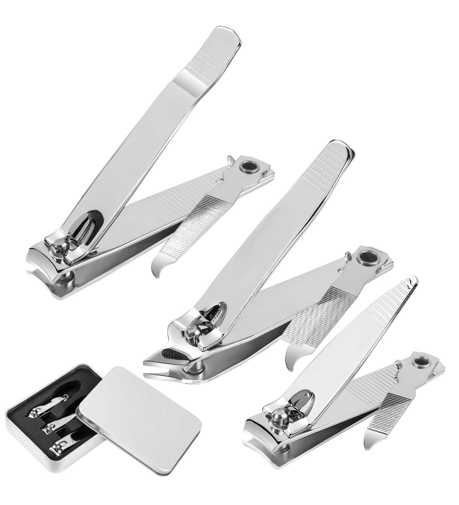 Professional Stainless Steel Nail Clipper Set - 3 Pieces with Gift Box for Men & Children - Perfect Fingernail & Toenail Care - Buy Online on GoSupps.com