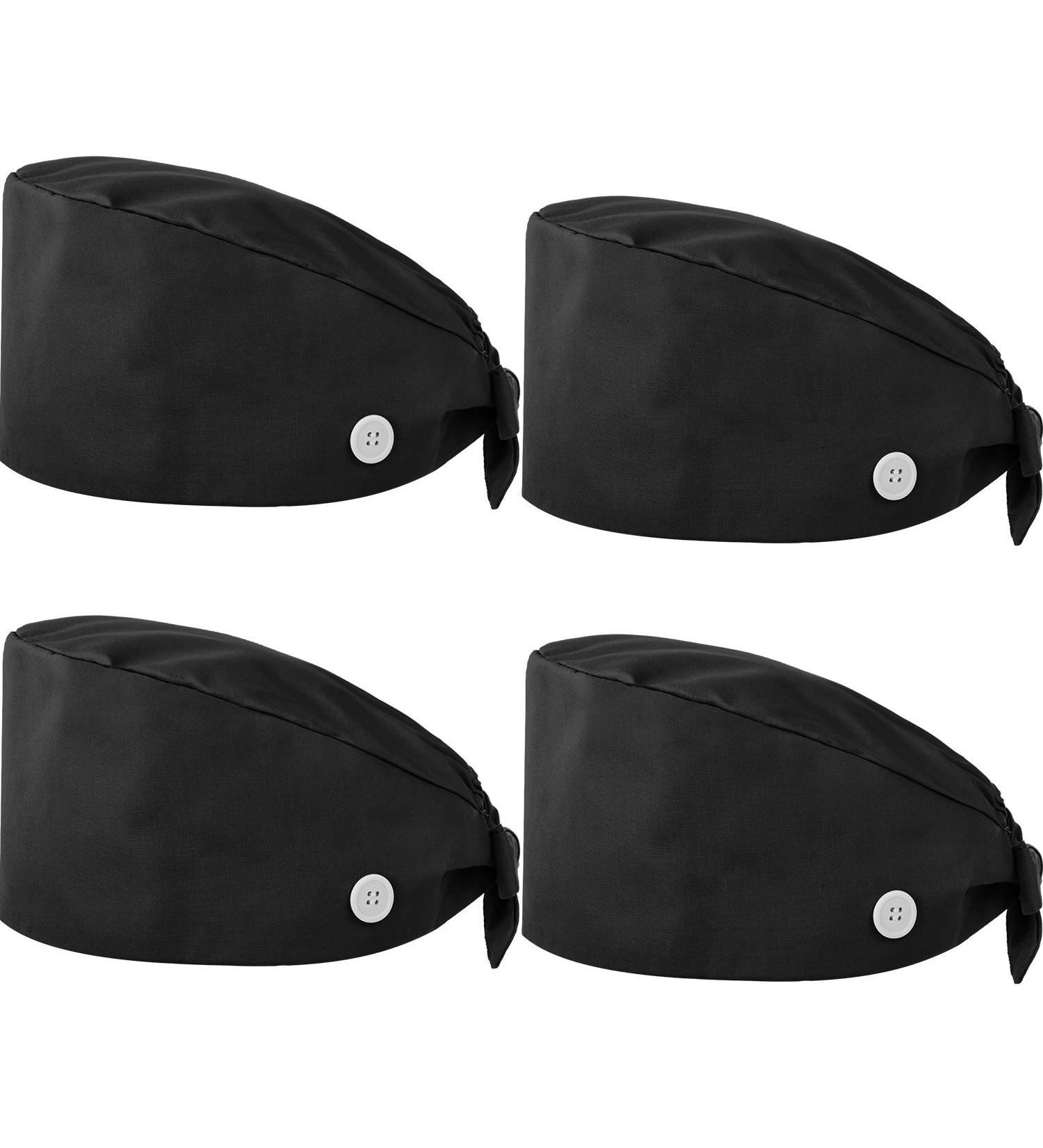 SATINIOR Adjustable Bouffant Hats with Button Sweatband Cap for Women and Men - Set of 4 - Black - Buy Online on GoSupps.com