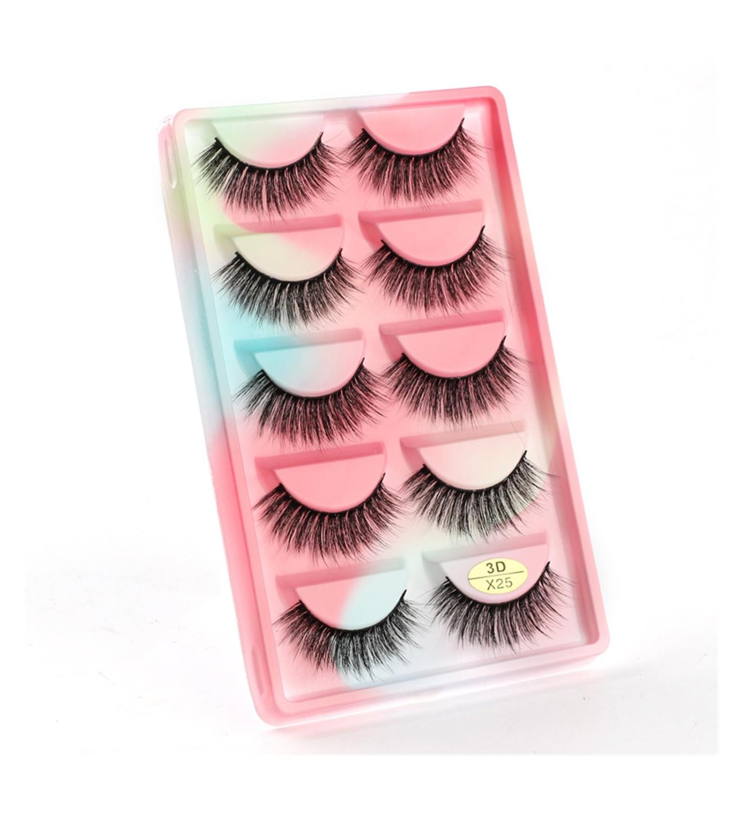 UAMOU 10/50/100 Boxes Mink Eyelashes Fluffy 3D Mink Lashes Makeup Natural Long Volume False Eyelashes Bulk Faux Cils Custom Cheerfully (Color : 5 Pairs X25CS Size : 10 Boxes) - Buy Online on GoSupps.com