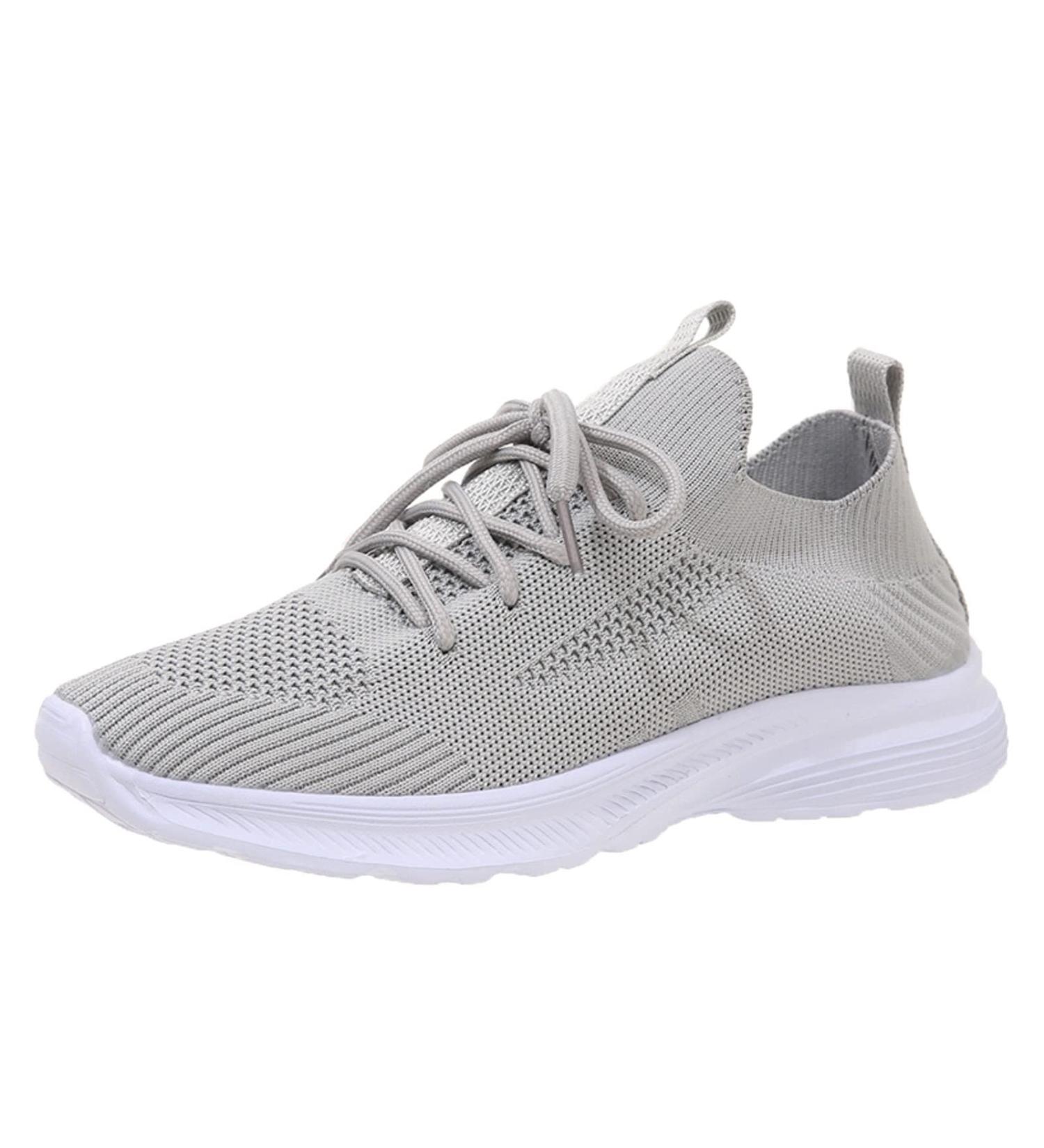 Rytejfes Women's White Sneakers - Summer Lace-Up & Slip-On Shoes for Office & Casual Wear - Available in Gray & Green - Buy Online on GoSupps.com