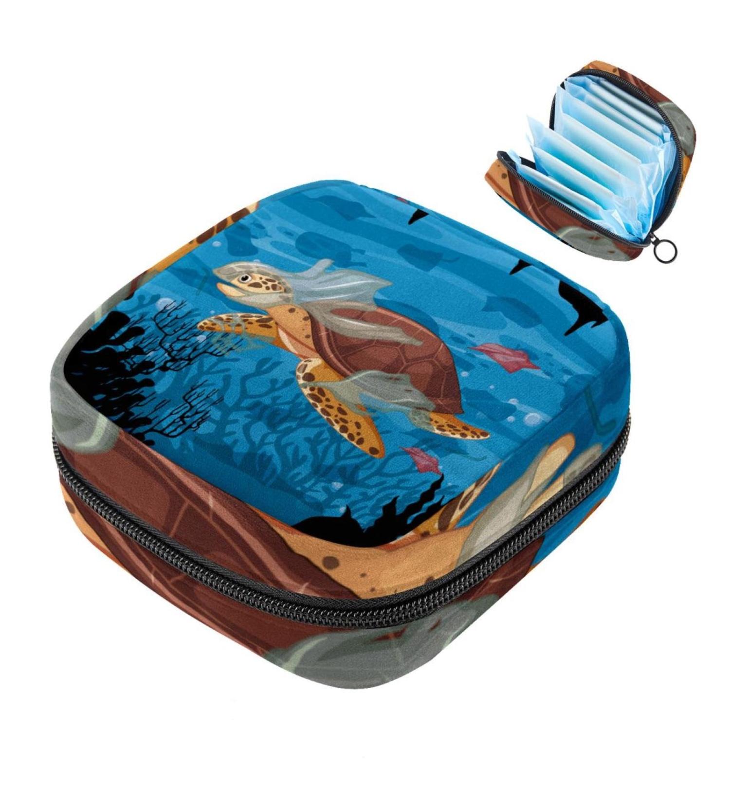 Portable Women's Menstrual Cup & Tampon Bags | Colorful Sea Turtle Design | Ideal for Teen Girls - Buy Online on GoSupps.com