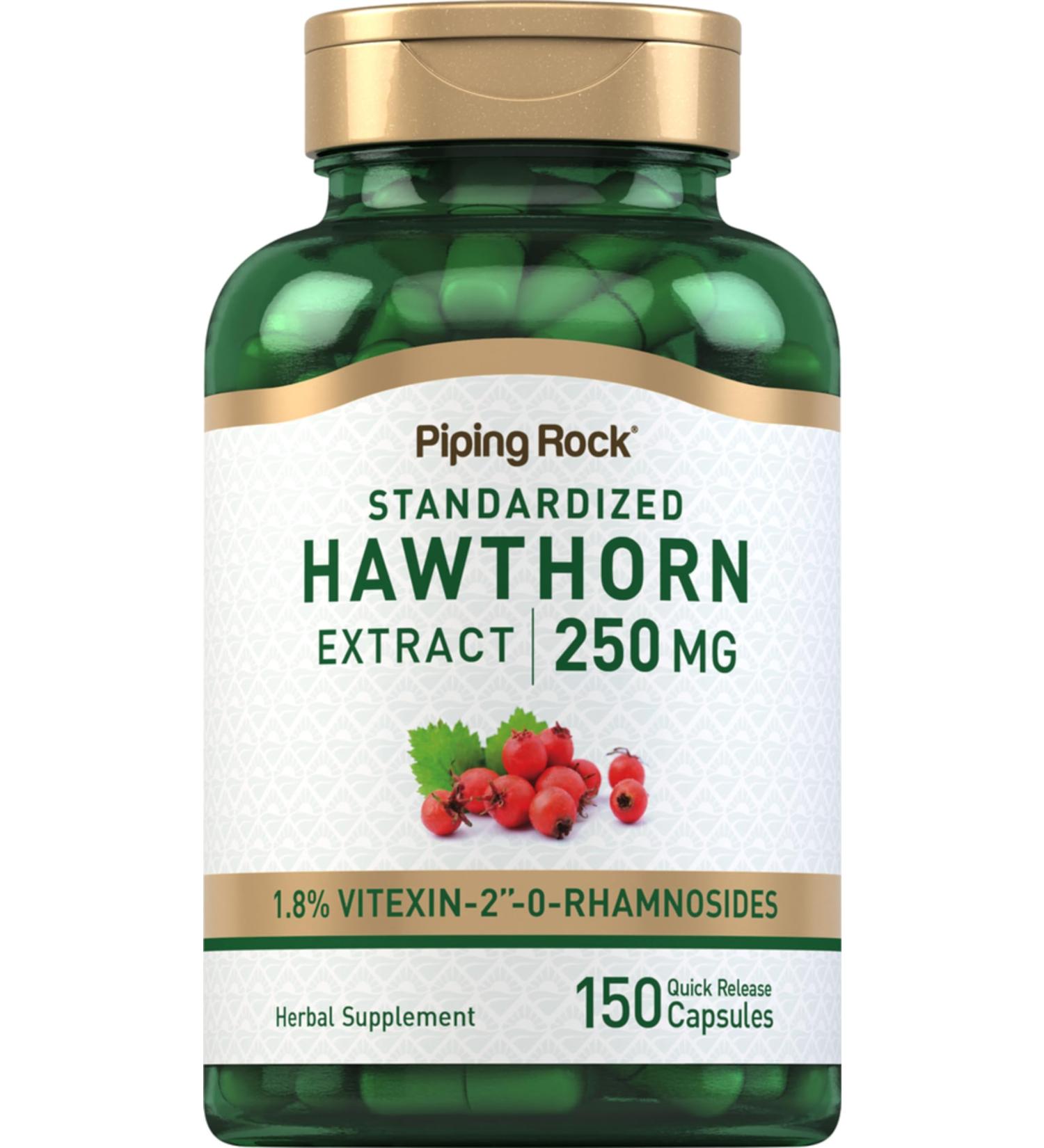 Piping Rock Hawthorn Berry Capsules | 250mg | 150 Pills | Herb Extract Supplement | Non-GMO Gluten Free - Buy Online on GoSupps.com