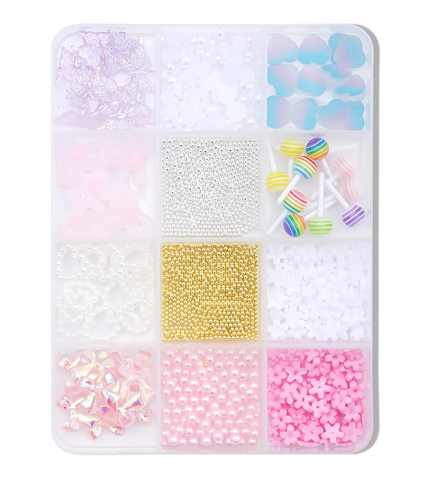 12 Grid 3D Bow Mixed Shape Bowknot Nail Art Pearl Resin Nail Art Decoration Acrylic Nails SZSP06 - Buy Online on GoSupps.com