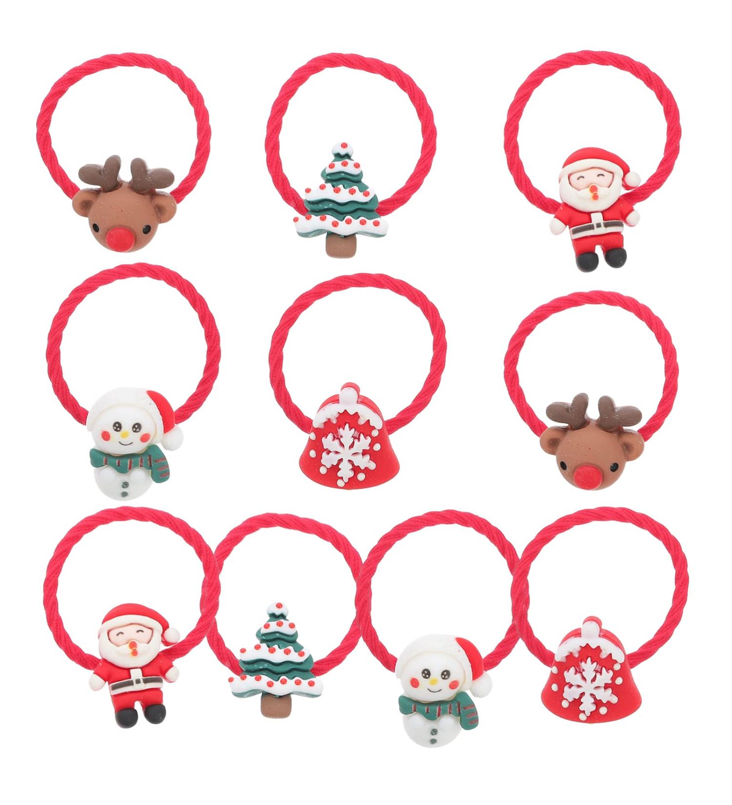 Minkissy 10 Pairs Christmas Hair Ties Kid Ponytail Holder Hair Elastic Band Hair Accessories ( for Party Favors ( Ramdom Color ) - Buy Online on GoSupps.com