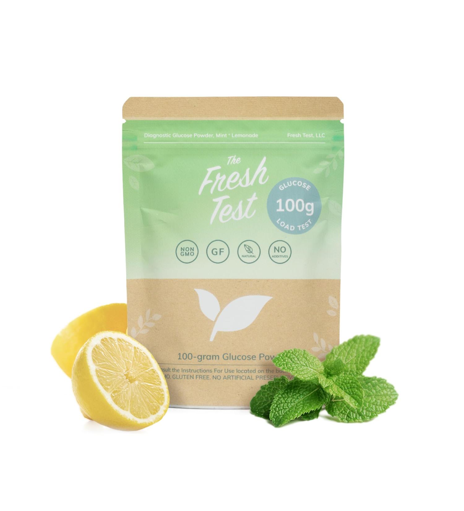 Fresh Test Glucose Beverage | Organic Mint Lemonade Powder Drink Mix | 100g Additive-Free & Non-GMO - Buy Online on GoSupps.com
