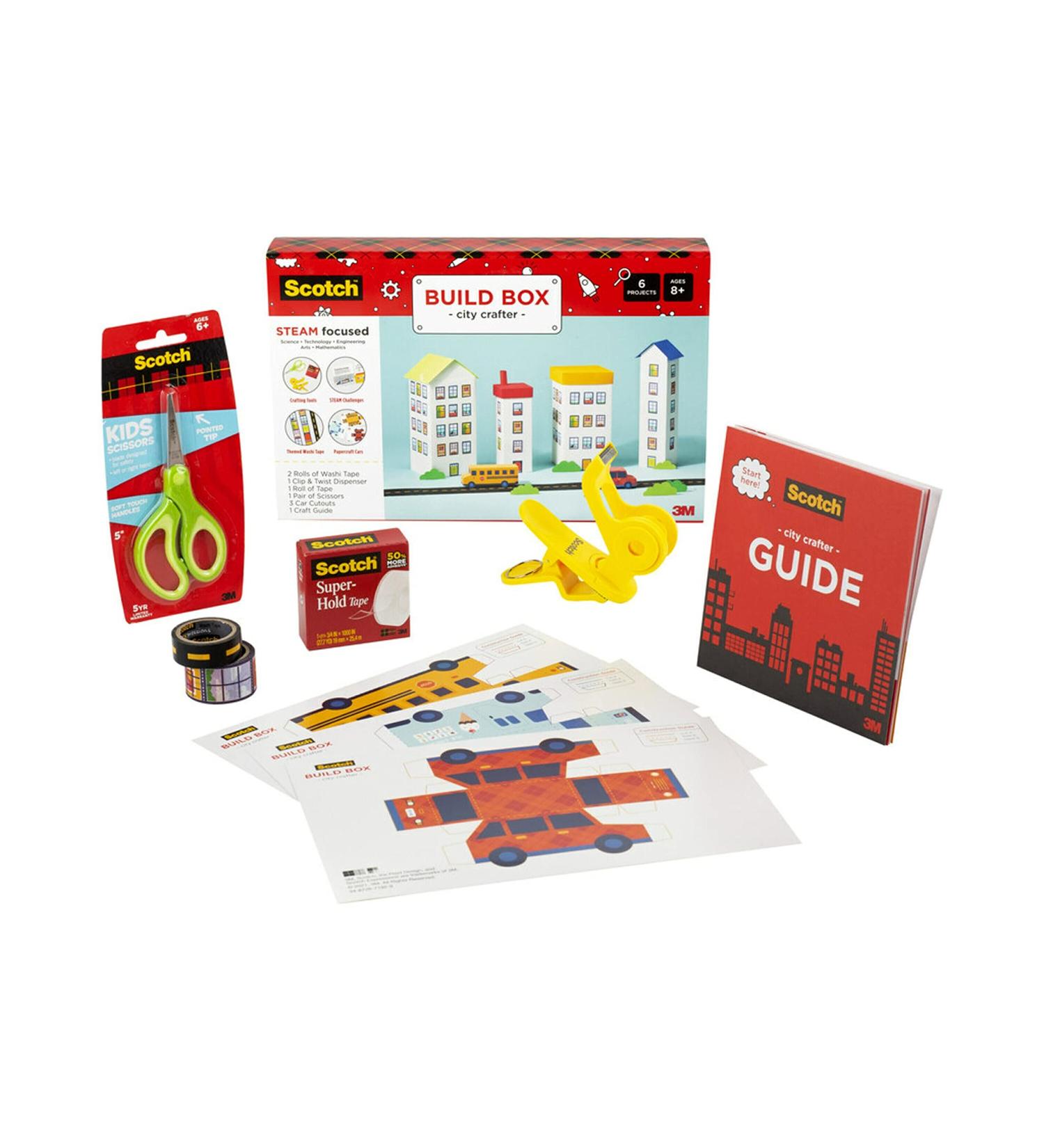 Scotch STEAM Kids Craft Kit  STEM  City Crafter Build Box  Super-Hold Tape  Washi Tape and Dispenser  Scissors  Papercraft Cut-Outs and Guide (STEAM-CB) STEM Activity Pack - Buy Online on GoSupps.com