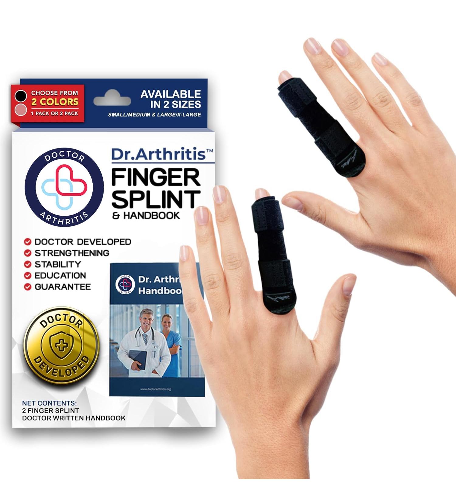 Doctor Developed Finger Splint & Handbook - Trigger Finger Arthritis RSI - Fits Ring Index Pinky & Middle - 2 sizes (Black S/M) Finger Splint - Black S/M - Buy Online on GoSupps.com