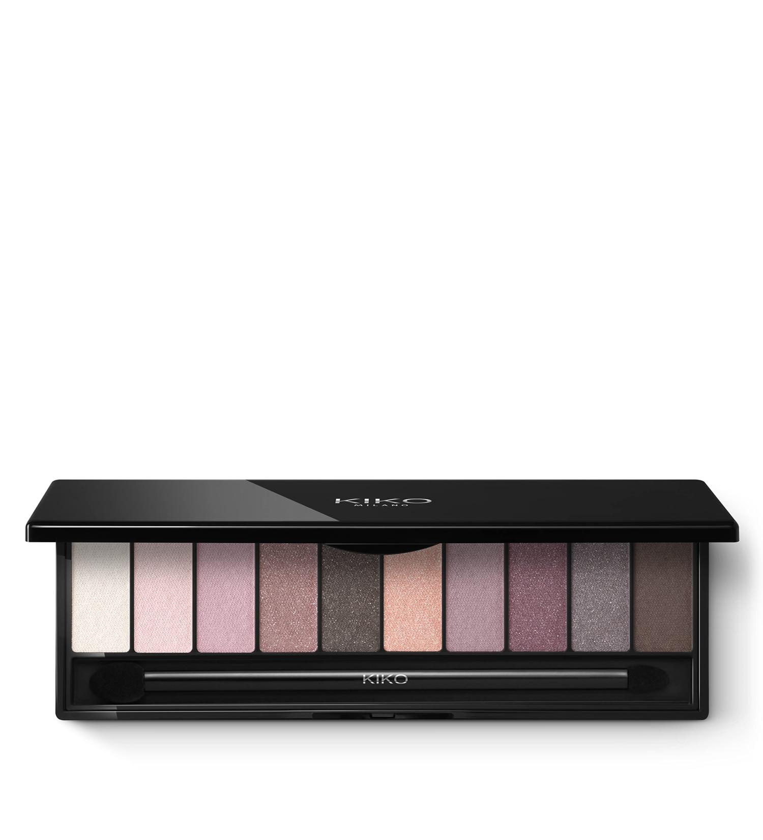 KIKO Milano Soft Nude Eyeshadow Palette 01 | 10 Shades of Various Finishes with Double-Ended Applicator - Garden Rose - Buy Online on GoSupps.com