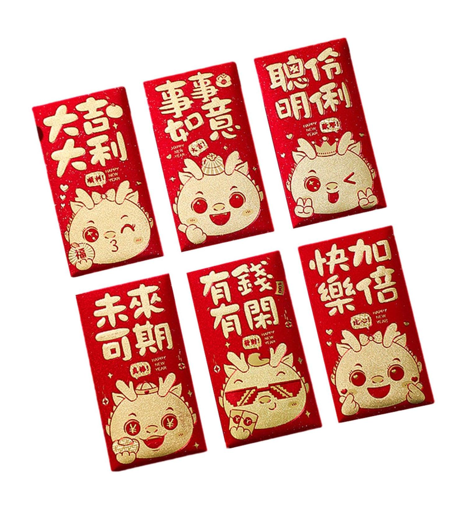 Generic 6pcs Traditional 2024 New Year Hong Bao Red Envelopes Year of The Dragon Hongbao Red Packet for Birthday Spring Festival Wedding Style B - Buy Online on GoSupps.com