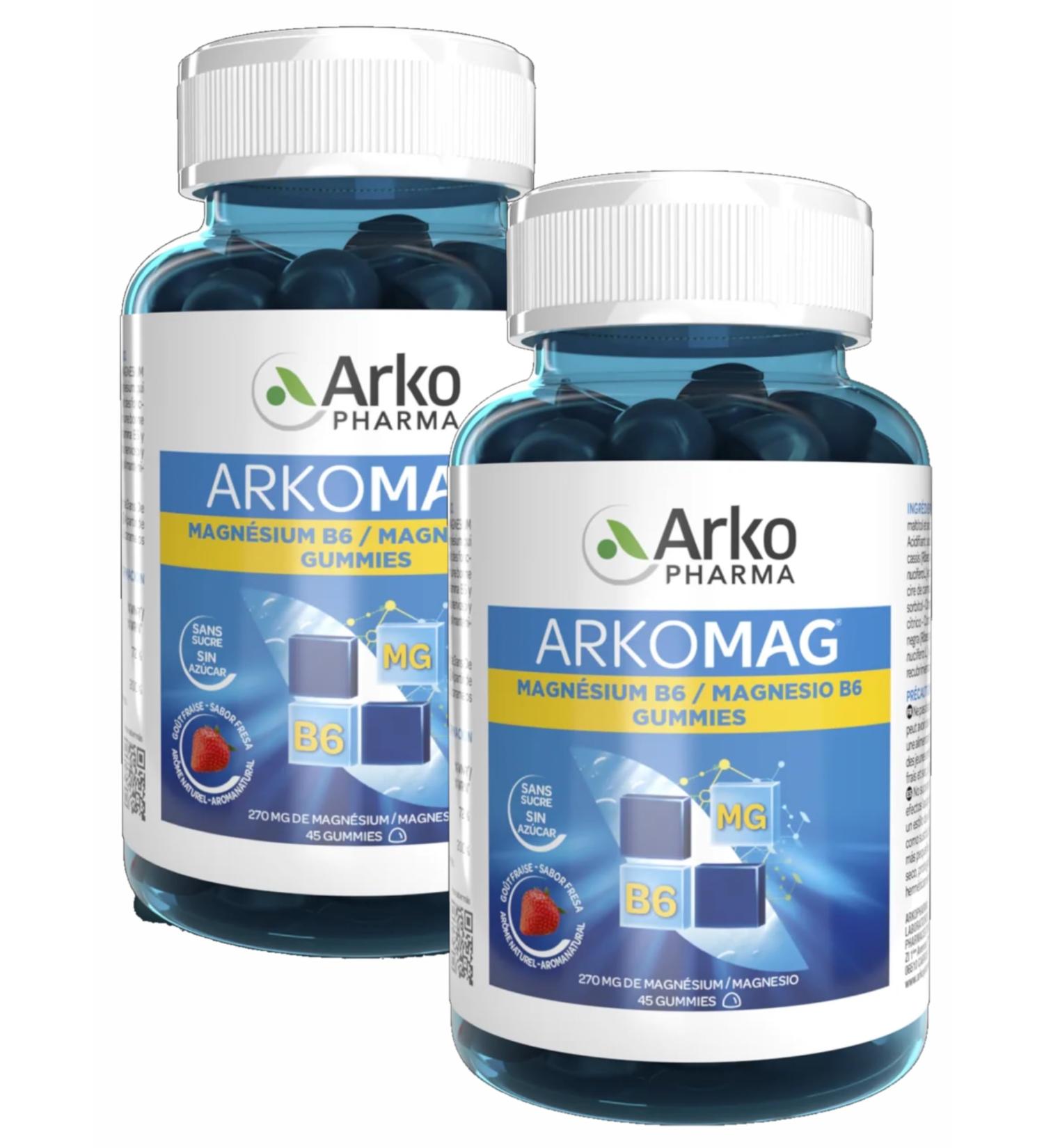 Arkopharma Arkomag Magnesium B6 Gummies – Pack of 2 Boxes of 45 Gummies