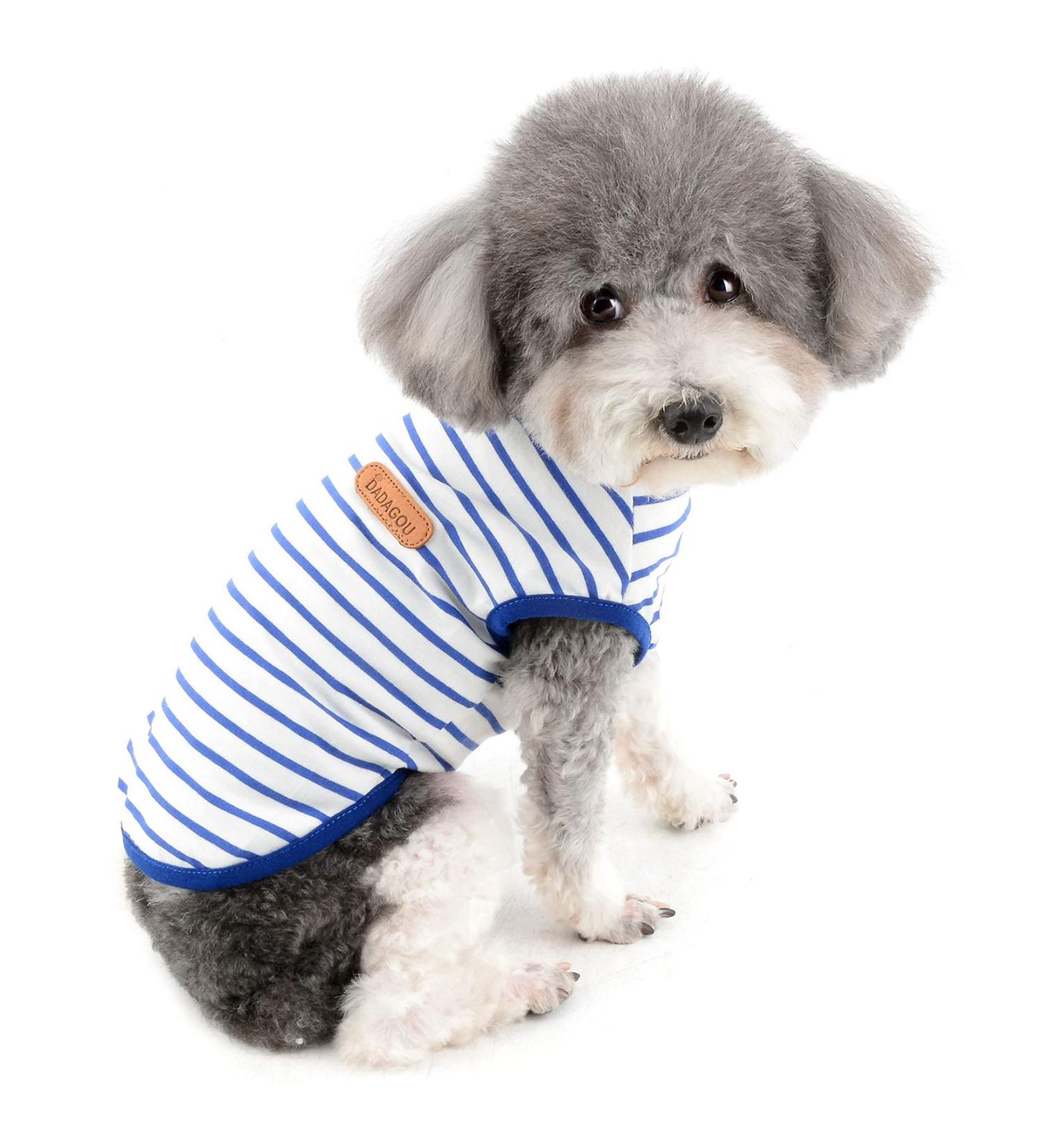 Zweitea Summer Dog Shirts for Small Dogs - Striped Breathable Cotton Vests & Tank Tops | Soft Puppy Clothing in Blue XXL - Buy Online on GoSupps.com