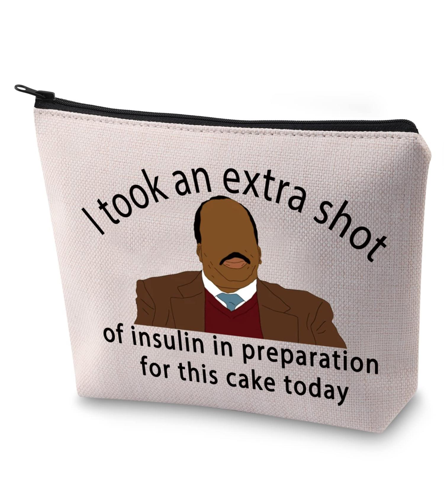 BLUPARK Funny Comedy Makeup Bag - Extra Shot of Insulin Skit Cosmetic Bag for TV Fans - Buy Online on GoSupps.com