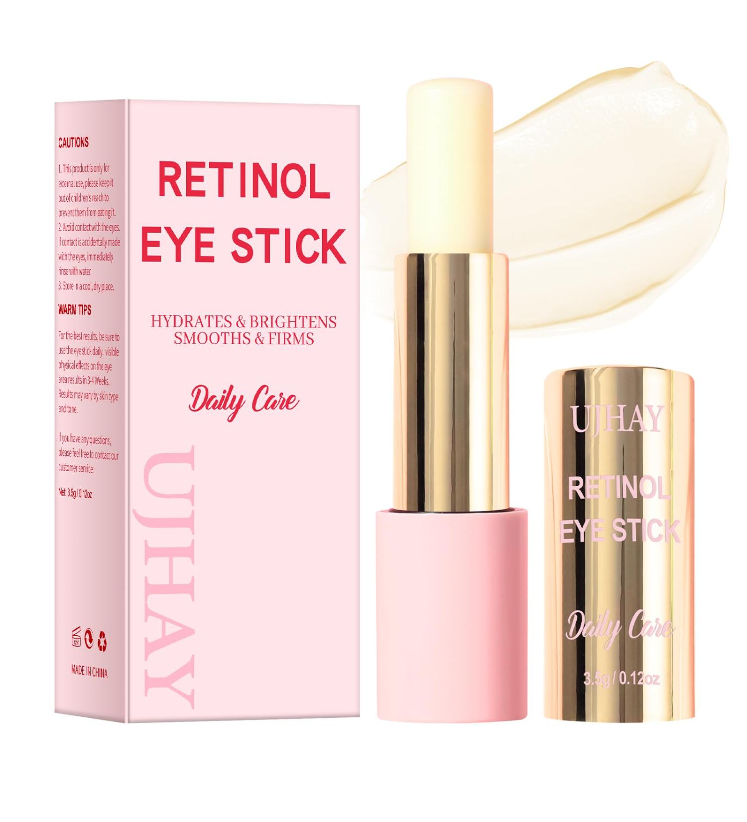 UJhay Retinol Eye Stick Anti-Aging Eye Balm with Caffeine & Vitamin C Reduces Wrinkles Dark Circles Puffiness Under-Eye Bags Hydrating Firming Eye Cream - Buy Online on GoSupps.com