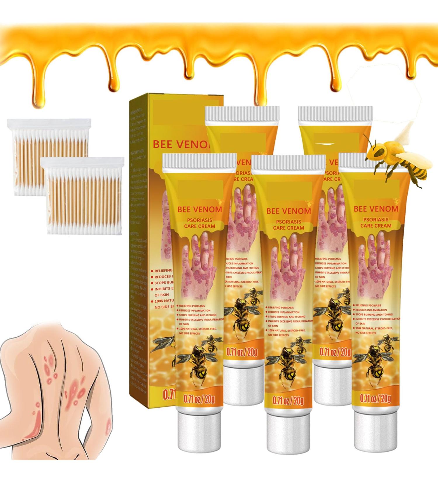 RJDJ Bee Venom Psoriasis Treatment Cream - Professional New Zealand Formula for All Skin Types (5PC) - Buy Online on GoSupps.com