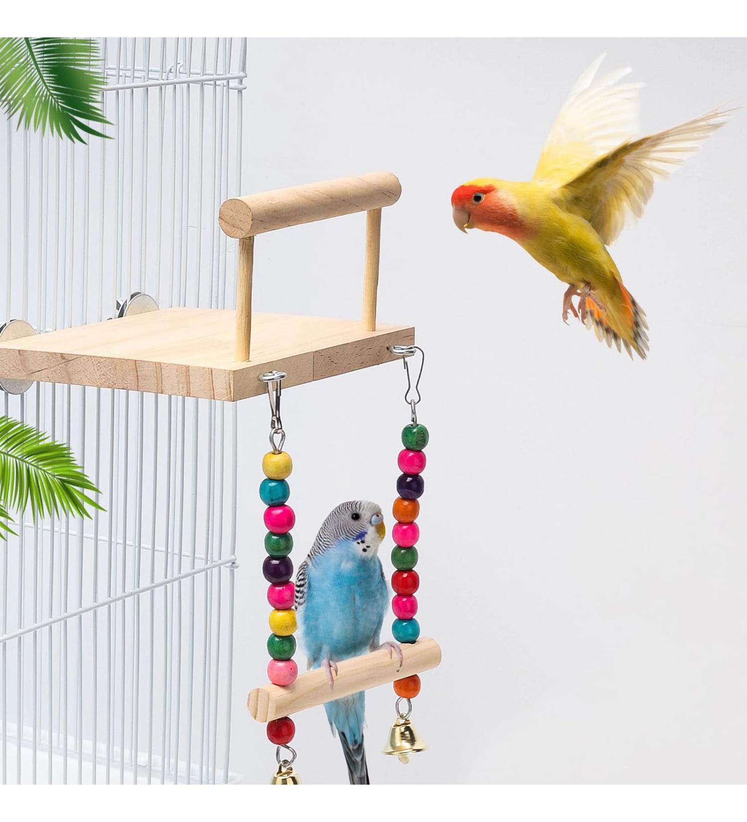 Bird Perches Cage Toys Bird Platform Stand Wooden Pet Bird Cage Hammock Swing Climbing Toys Bird Perch Chewing Toy for Budgie Green Cheeks Baby Lovebird Chinchilla - Buy Online on GoSupps.com
