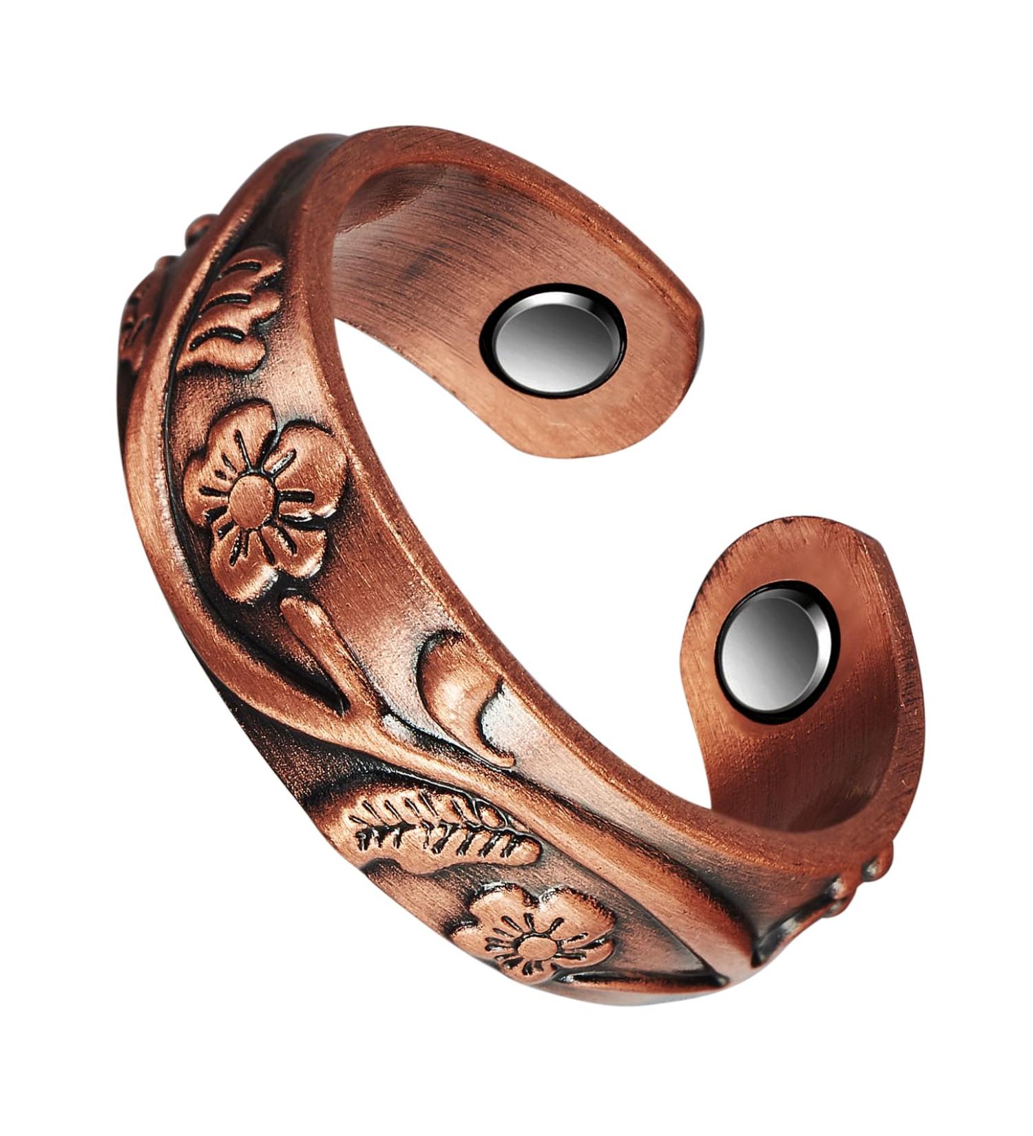 Wollet Magnetic Copper Ring for Women - Adjustable Arthritis Relief Flower Design (CPR-0937) | International Shipping Available - Buy Online on GoSupps.com