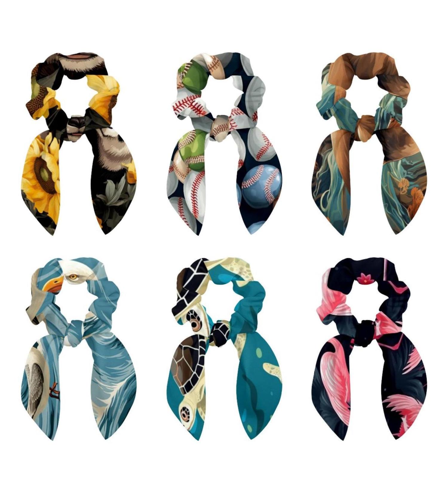 6 Pieces Bow Hair Scrunchies Rabbit Bunny Ear Scrunchies Baseball Pattern Bow Bowknot Scrunchies Bobbles Elastic Hair Ties Ropes Ponytail Holder Accessories for Women Girls Color 2 - Buy Online on GoSupps.com