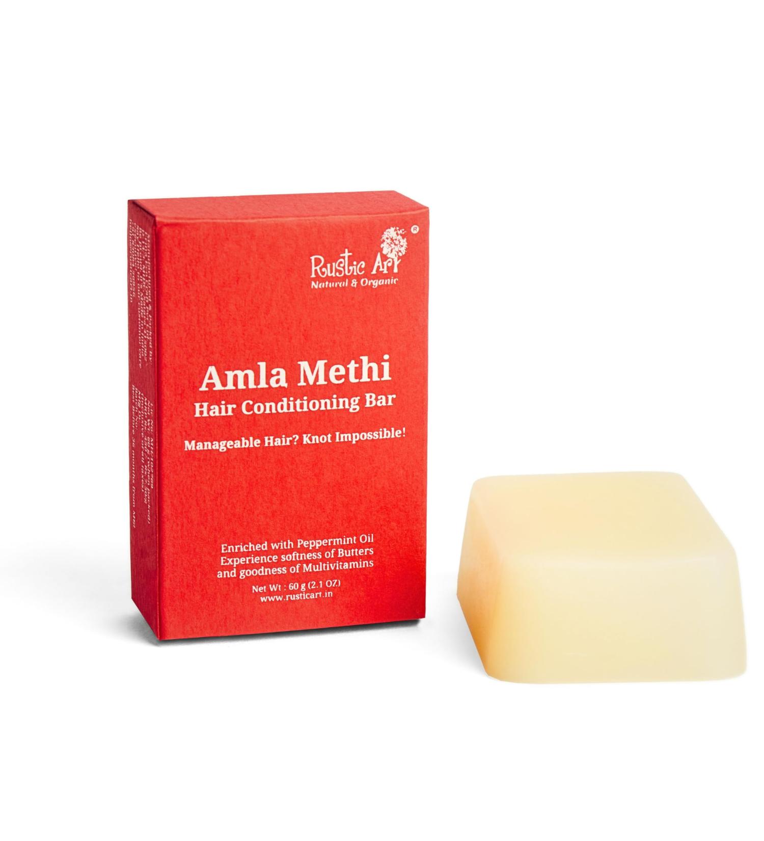 Buy Organic Amla Methi Hair Conditioning Bar - Sulphate & Silicone Free for Soft Tangle-Free Glossy Hair | 2.1 Oz - International Shipping Available - Buy Online on GoSupps.com