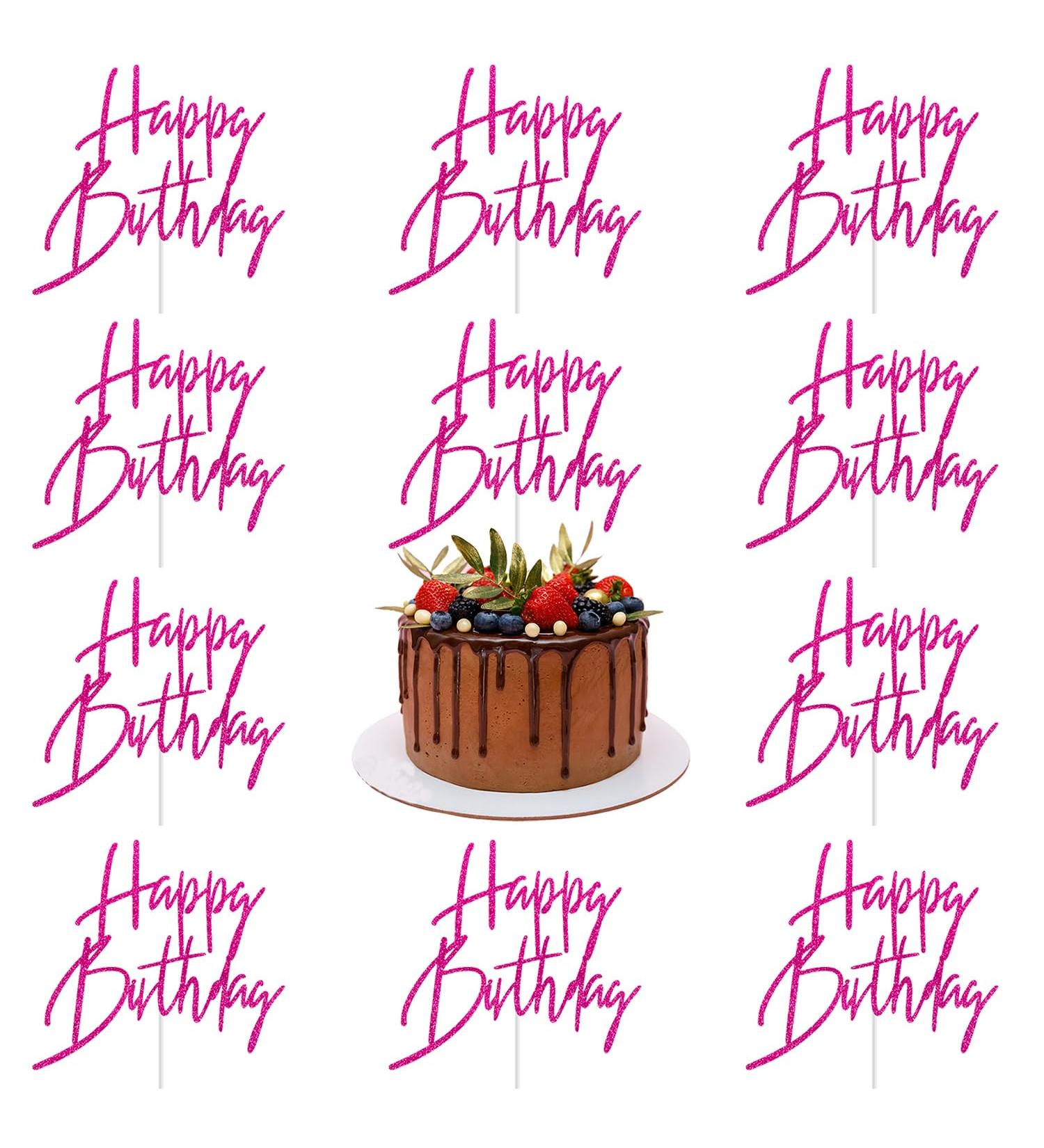 10Pcs Happy Birthday Cupcake Toppers rose red Glitter with Happy Birthday Letter Cake Topper Decoration for Birthday rose red Theme Party (Rose Red) - Buy Online on GoSupps.com