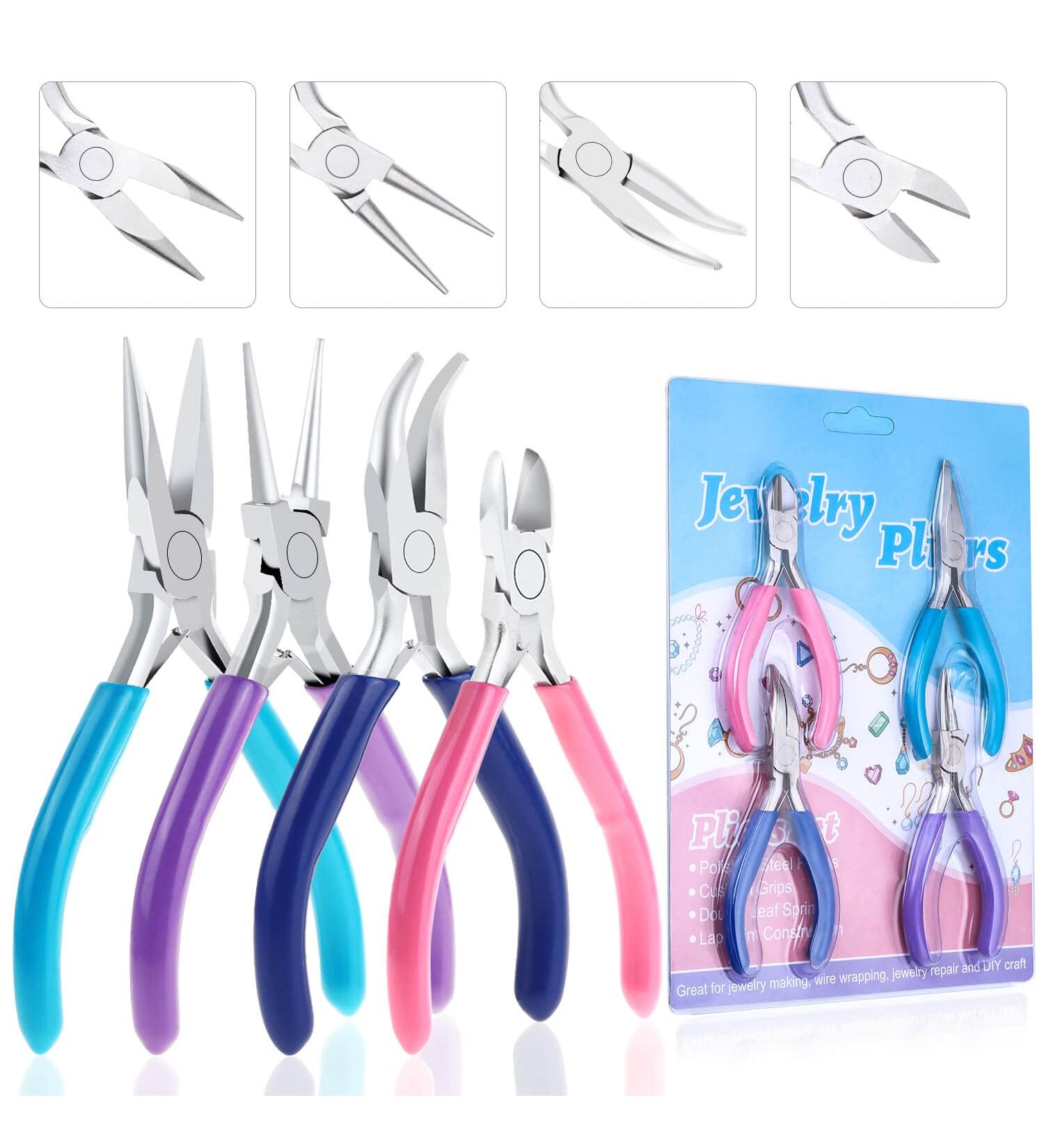 Shynek 4pcs Jewelry Pliers Set - Needle Nose, Chain Nose, Round Nose, Wire Cutters & Bent Nose Pliers - for Crafts, Wire Wrapping & Jewelry Making - Buy Online on GoSupps.com