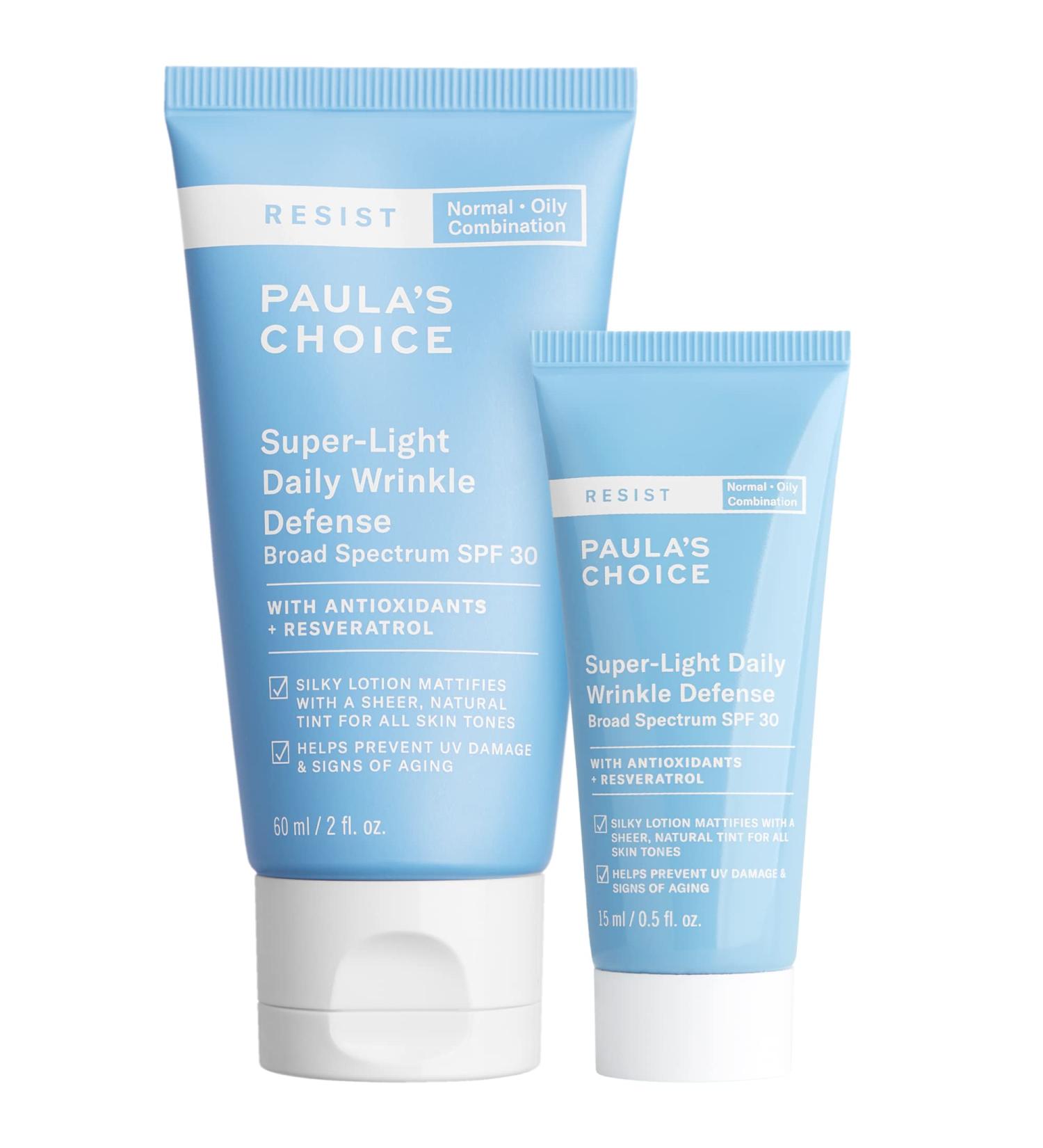 Paula's Choice RESIST Super-Light Daily Wrinkle Defense SPF 30 Duo Matte Tinted Face Moisturizer UVA & UVB Protection Mineral Sunscreen for Oily Skin Fragrance-Free Set of 2 - Buy Online on GoSupps.com