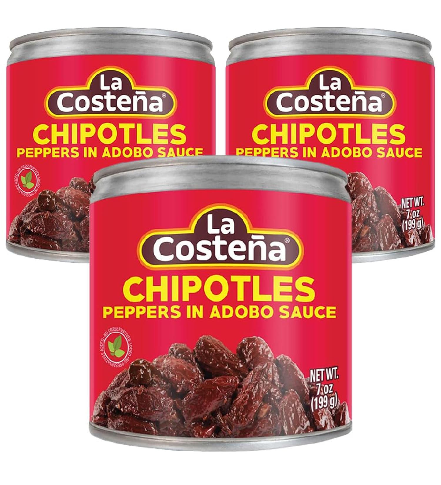 La Costena Chipotle in Adobo 3 x 199g Mexican Chipotle Peppers In Adobo Sauce Canned Spicy Chipotle Chillies (Pack 3) - Buy Online on GoSupps.com