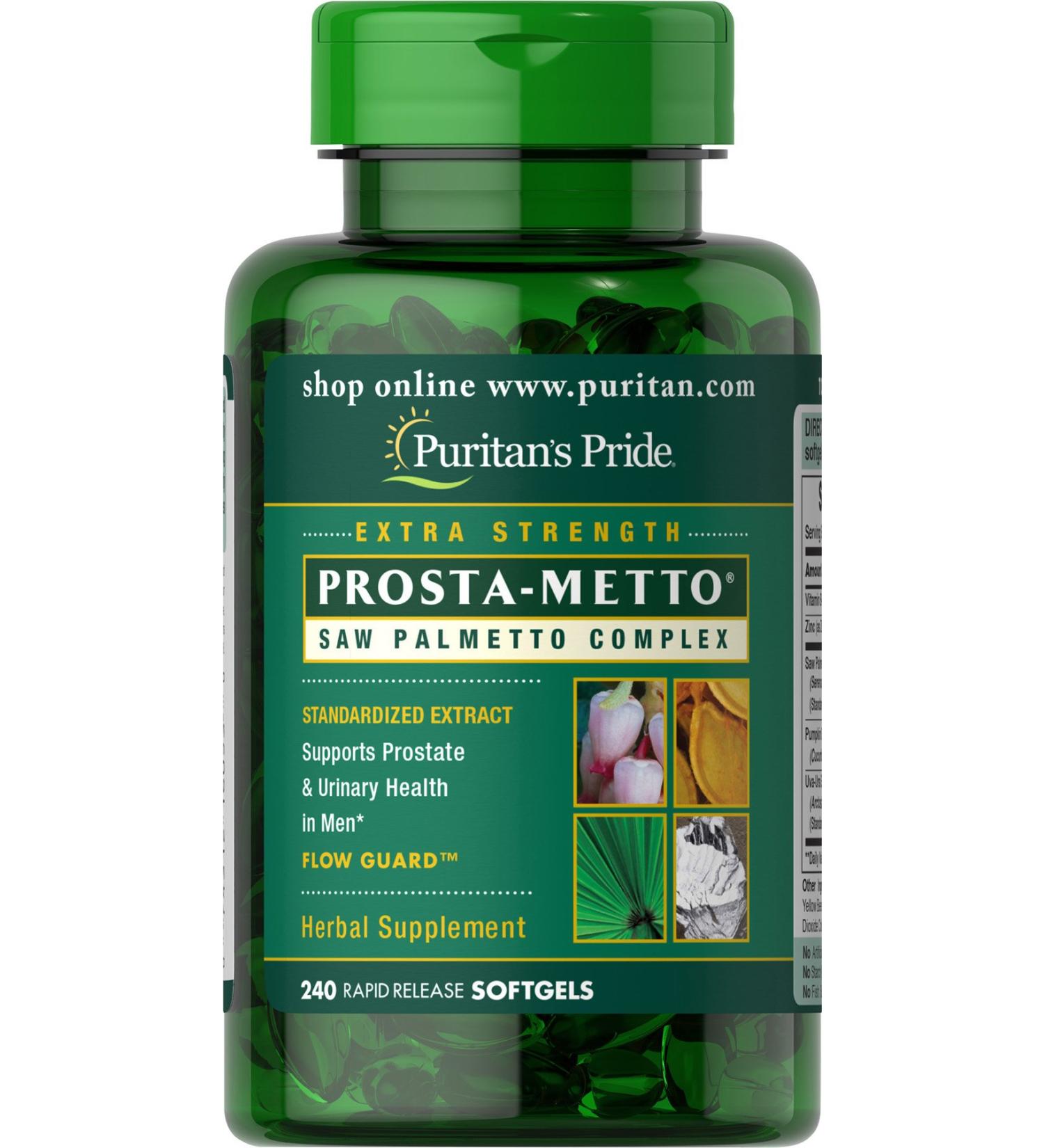 Puritan's Pride Prosta-Metto Saw Palmetto Complex for Men - 240 Softgels | Prostate Health Supplement - Buy Online on GoSupps.com