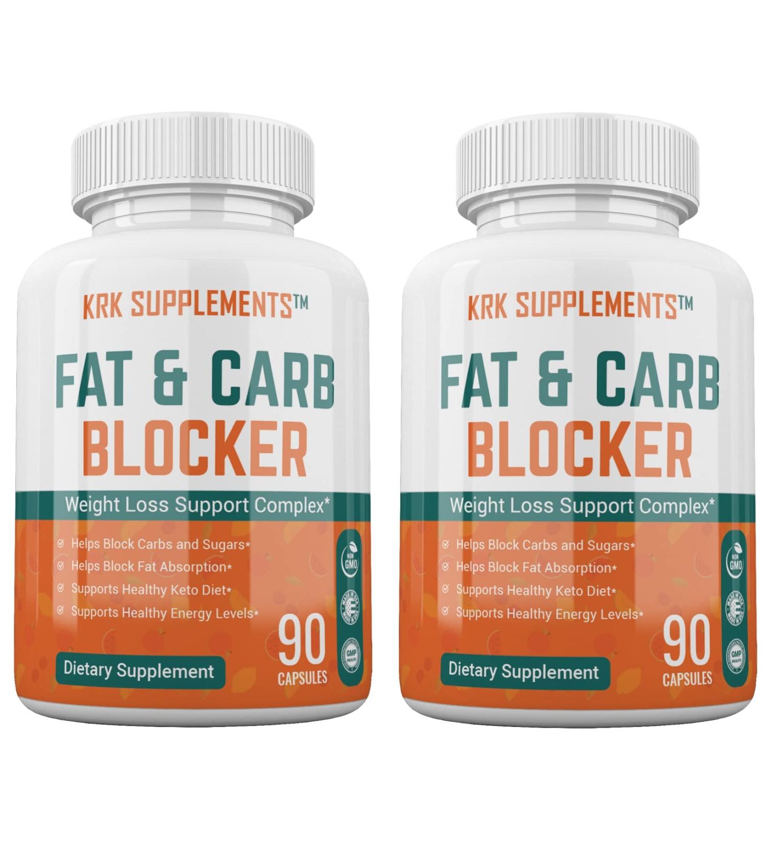 KRK Supplements Fat & Carb Blocker with White Kidney Bean Extract & Chitosan - 180 Capsules - Buy Online on GoSupps.com