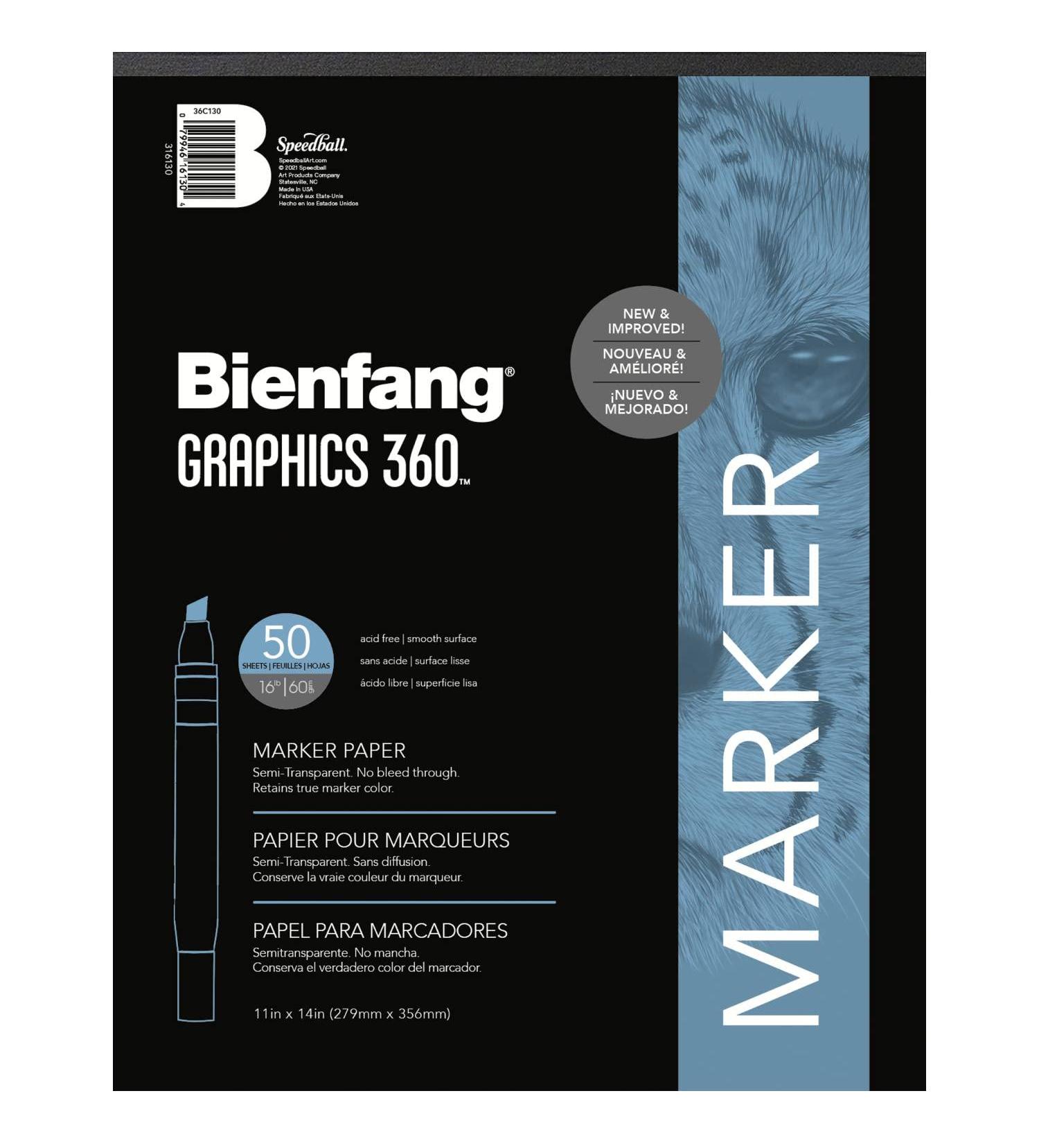 Bienfang Graphics 360 Marker Paper Pad  Non-Bleeding  Semi-Transparent  Artist Drawing Sketchbook  for Layouts 11x14 Inch  50 Sheets 11 by 14-Inch  50 Sheets - Buy Online on GoSupps.com